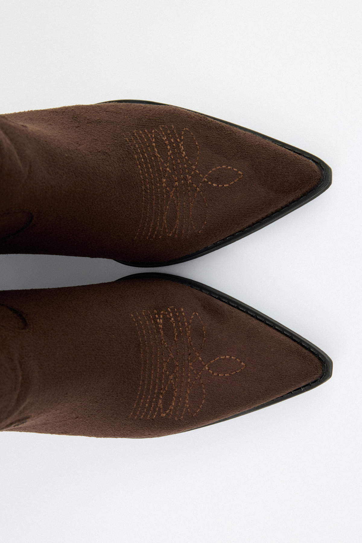 İşlemeli Kovboy Acı Kahve Süet Kadın Çizme