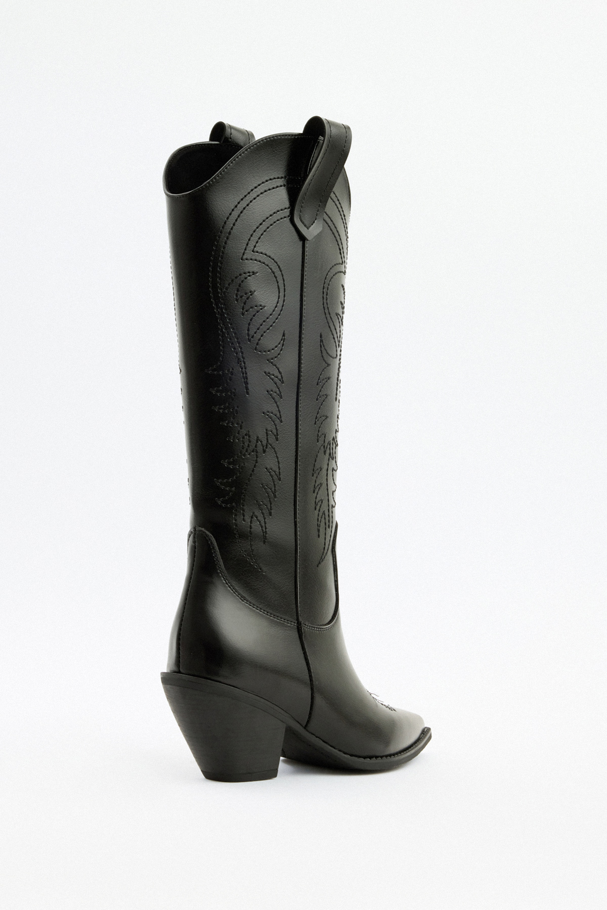 İşlemeli Kovboy Siyah Kadın Çizme