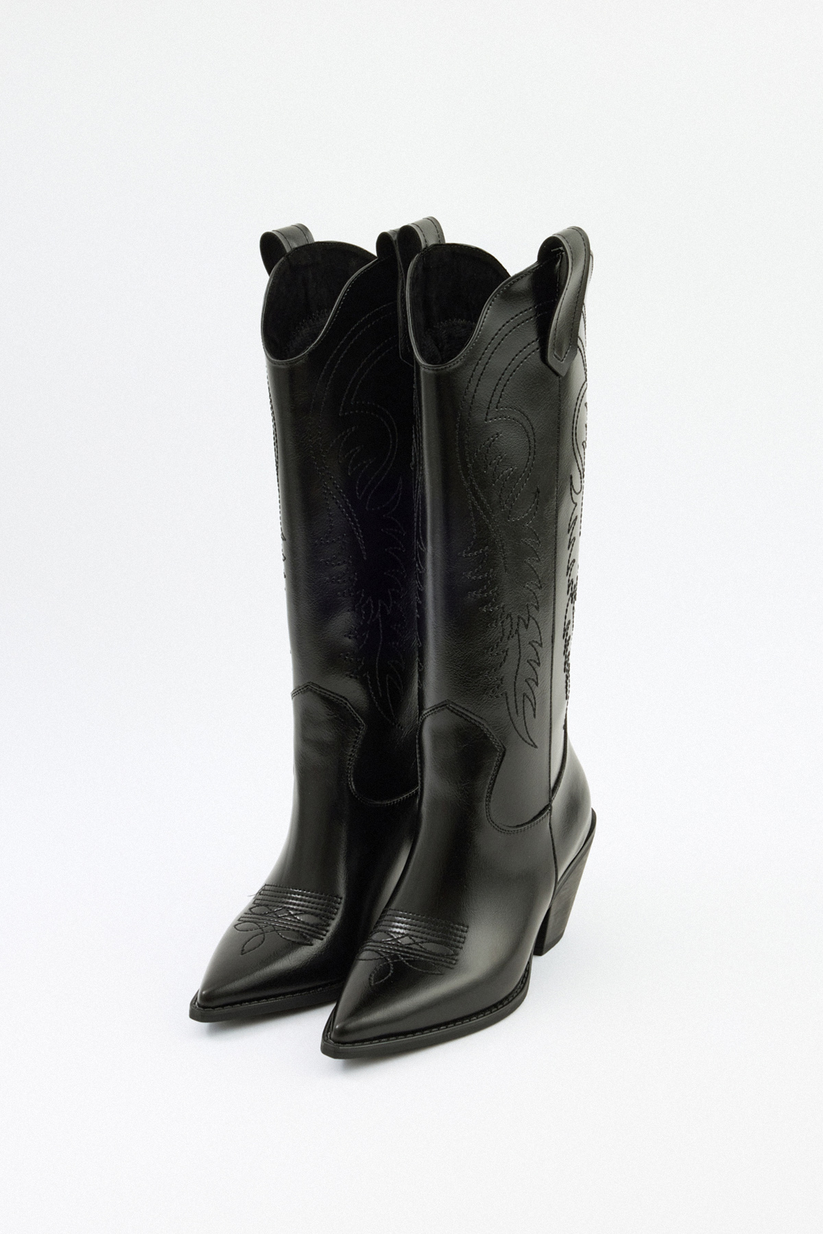 İşlemeli Kovboy Siyah Kadın Çizme