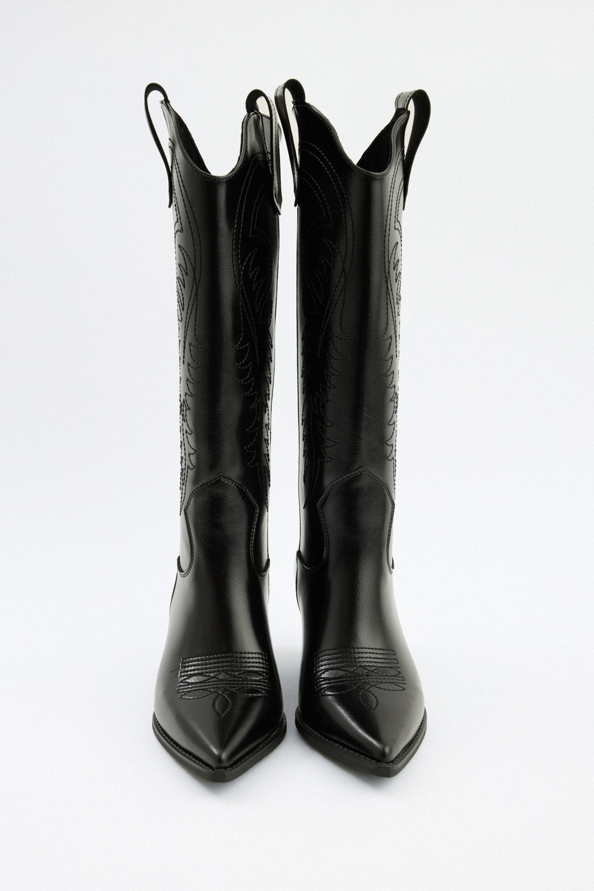 İşlemeli Kovboy Siyah Kadın Çizme