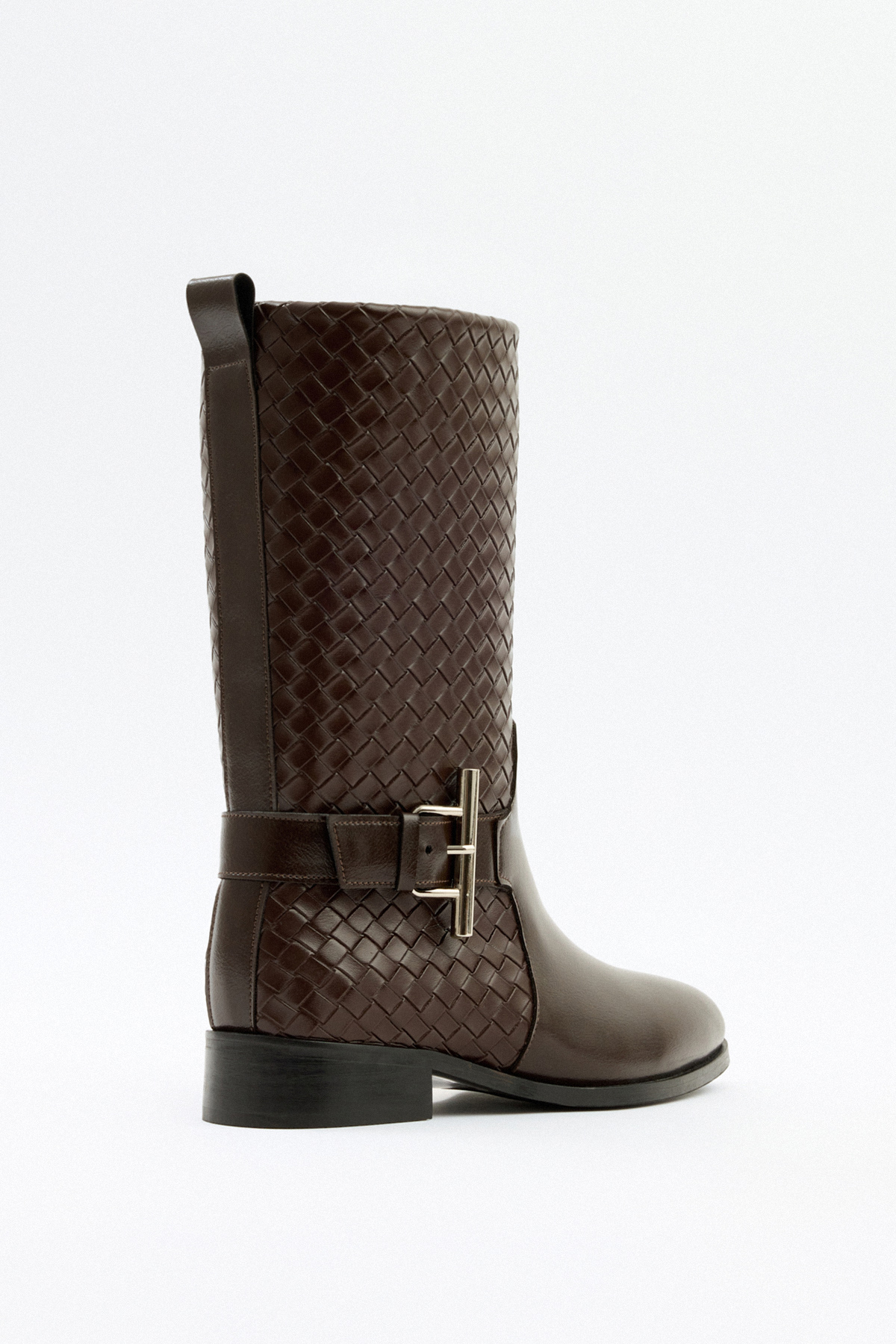 Örgü Desenli Kısa Açık Kahve Kadın Çizme