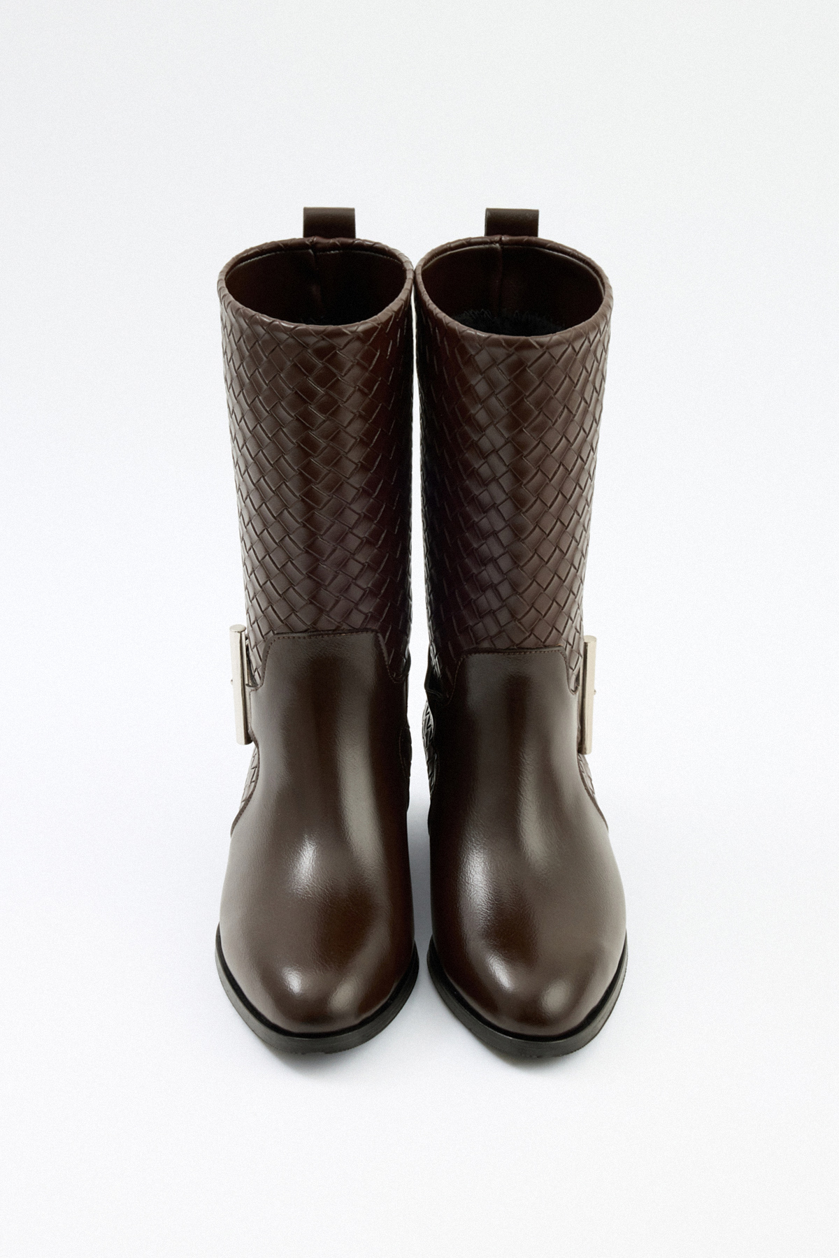 Örgü Desenli Kısa Açık Kahve Kadın Çizme