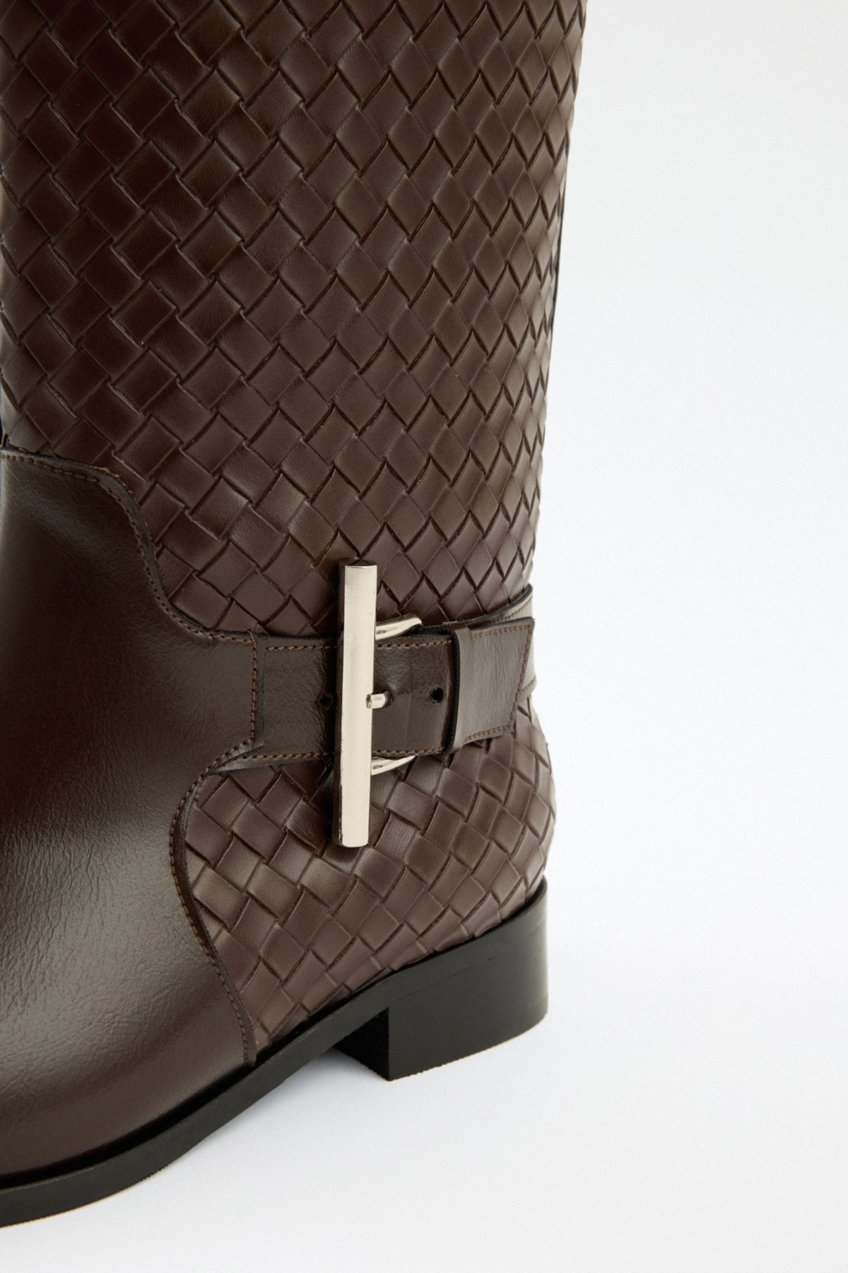 Örgü Desenli Kısa Açık Kahve Kadın Çizme