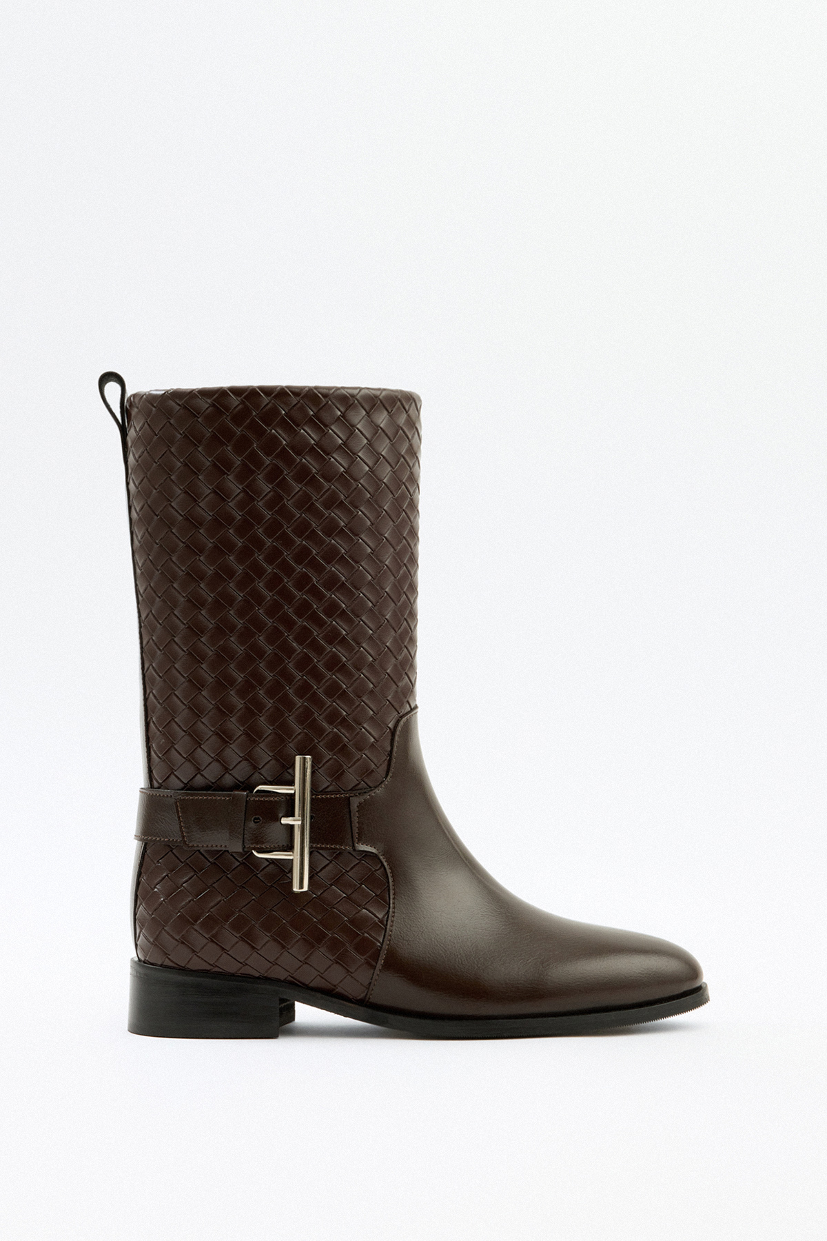 Örgü Desenli Kısa Açık Kahve Kadın Çizme