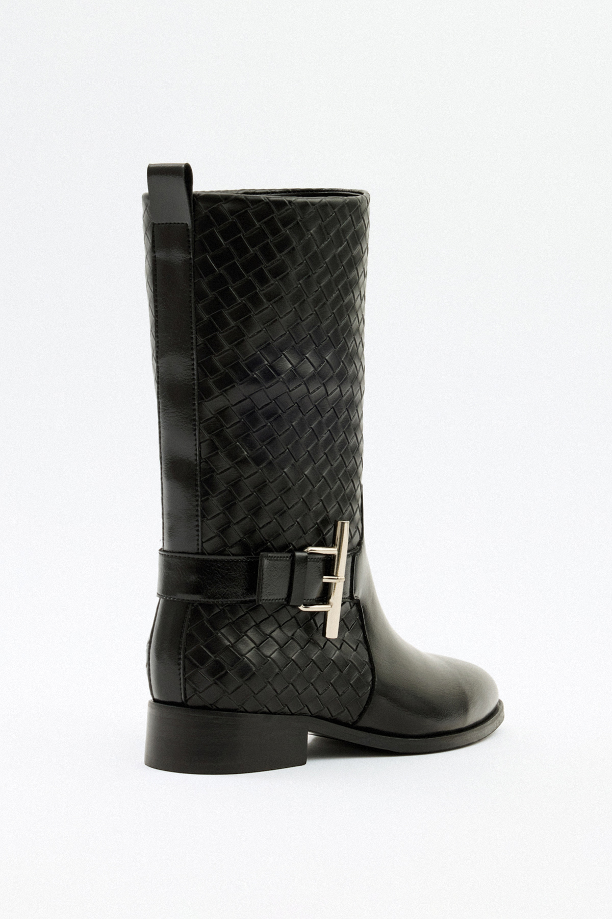 Örgü Desenli Kısa Siyah Kadın Çizme