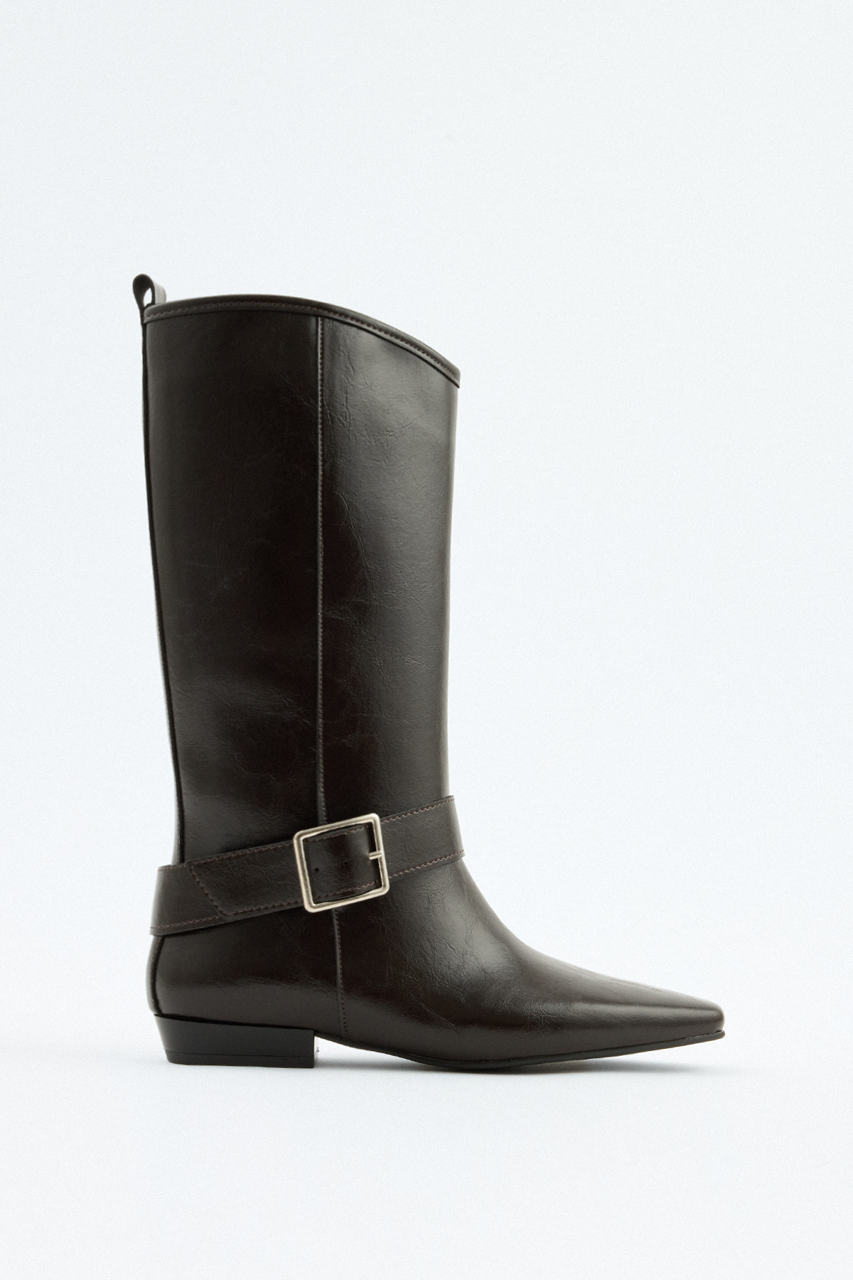 Küt Burun Kemer Detaylı Acı Kahve Kadın Çizme