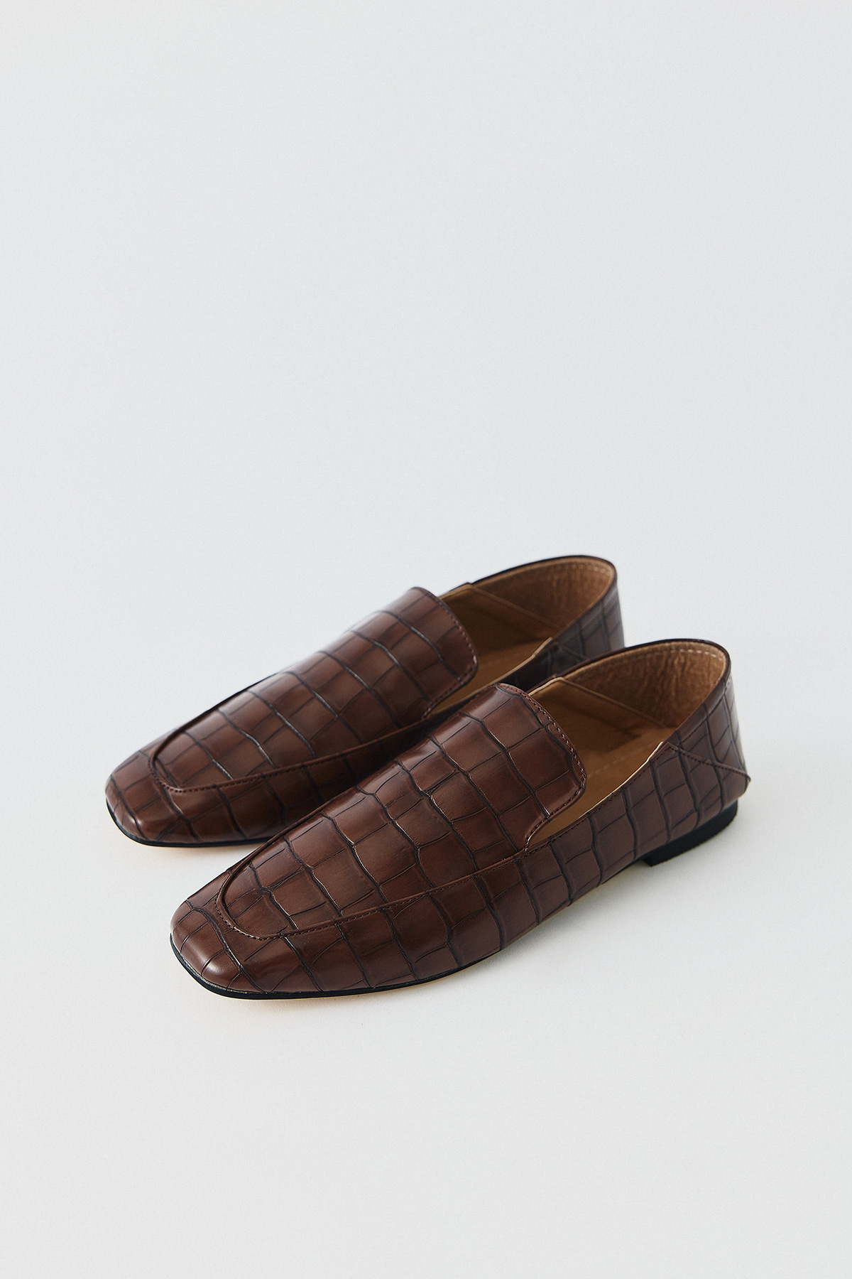 Croc Desenli Loafer Krok Acı Kahve Kadın Babet
