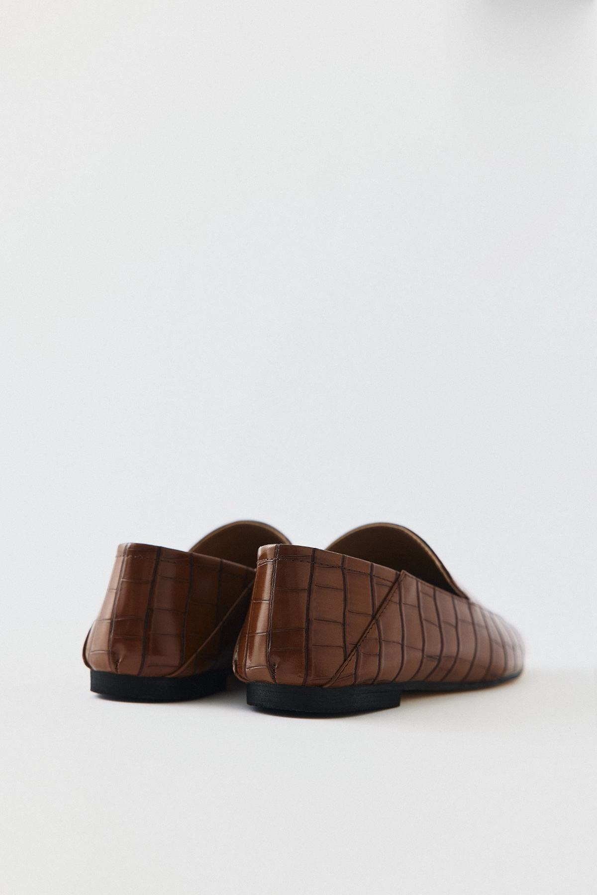 Croc Desenli Loafer Taba Croc Kadın Babet