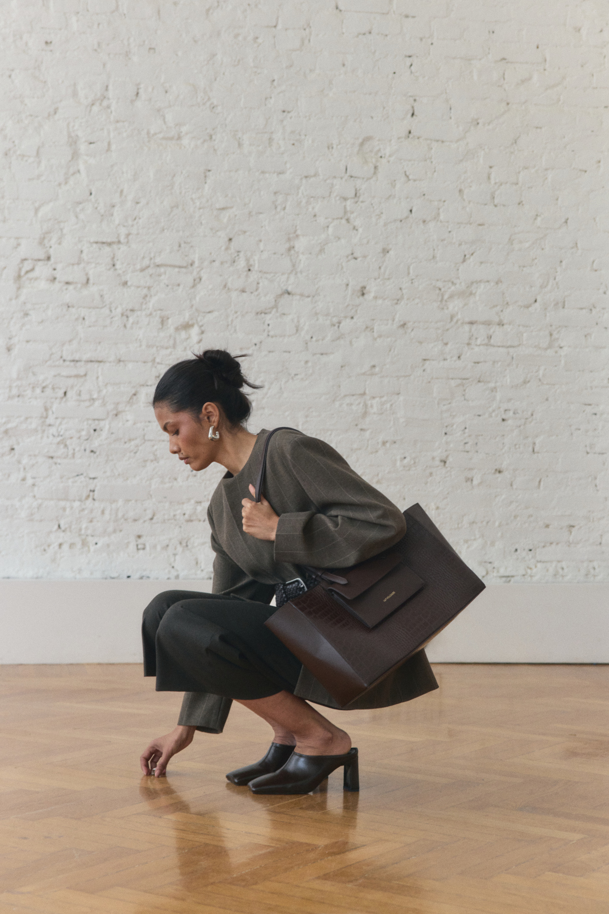 Croc Kumaş Shopper Acı Kahve Croc Kadın Çanta