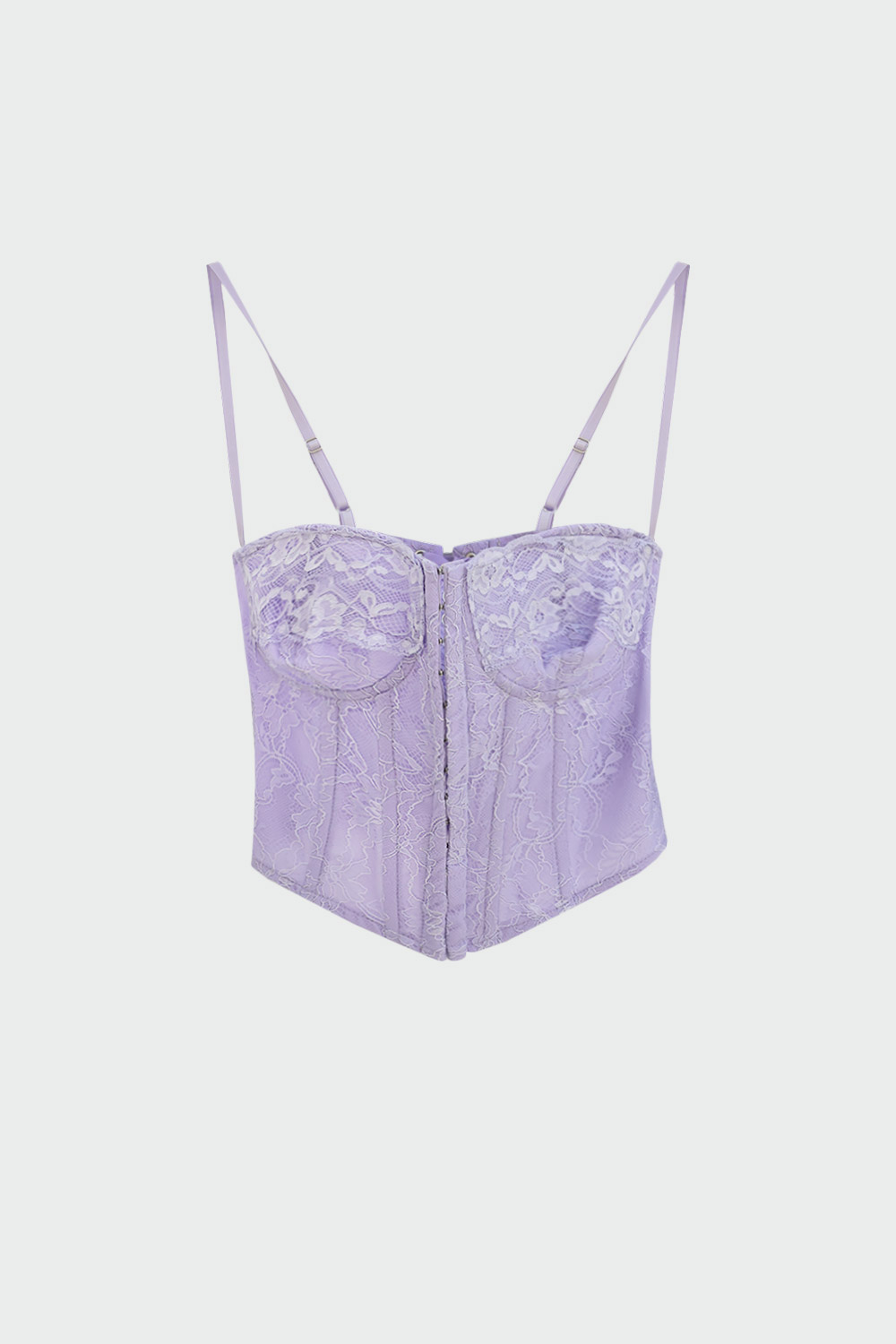 Dantel Detaylı Arkası İpli Korse Lila Kadın Crop Top