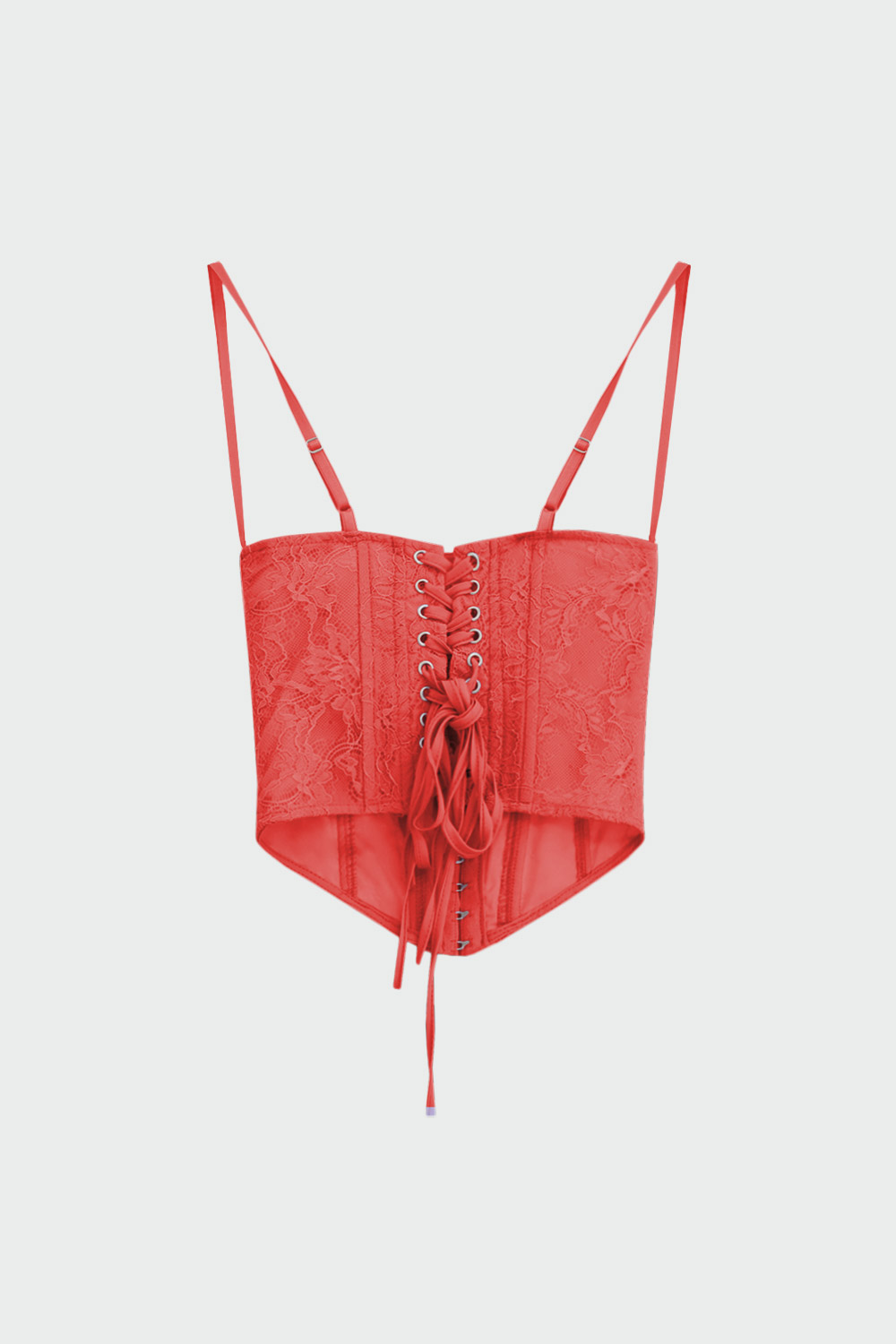 Dantel Detaylı Arkası İpli Korse Pembe Kadın Crop Top