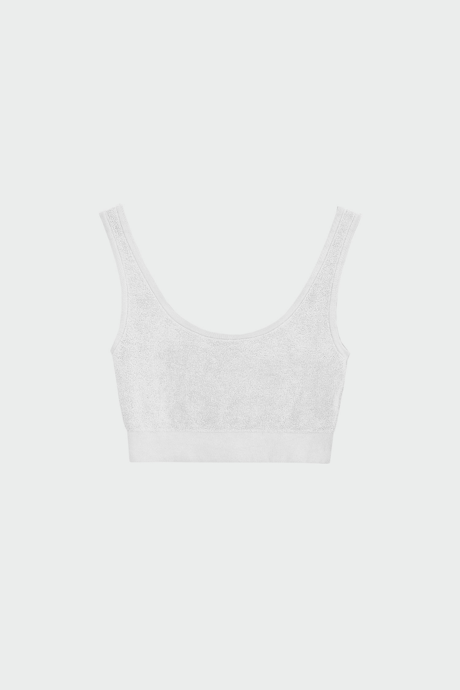 Havlu Kumaş Kalın Askılı Beyaz Kadın Crop Top