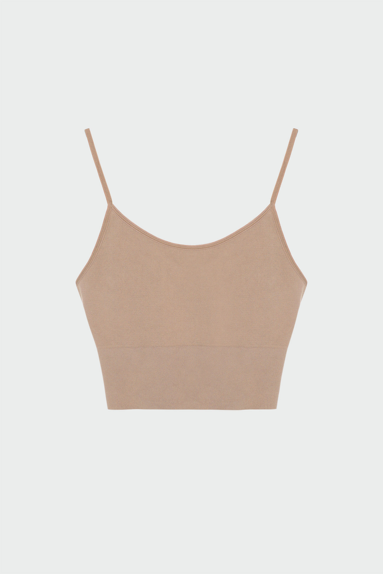 Fitilli İnce Askılı Nude Kadın Crop Top