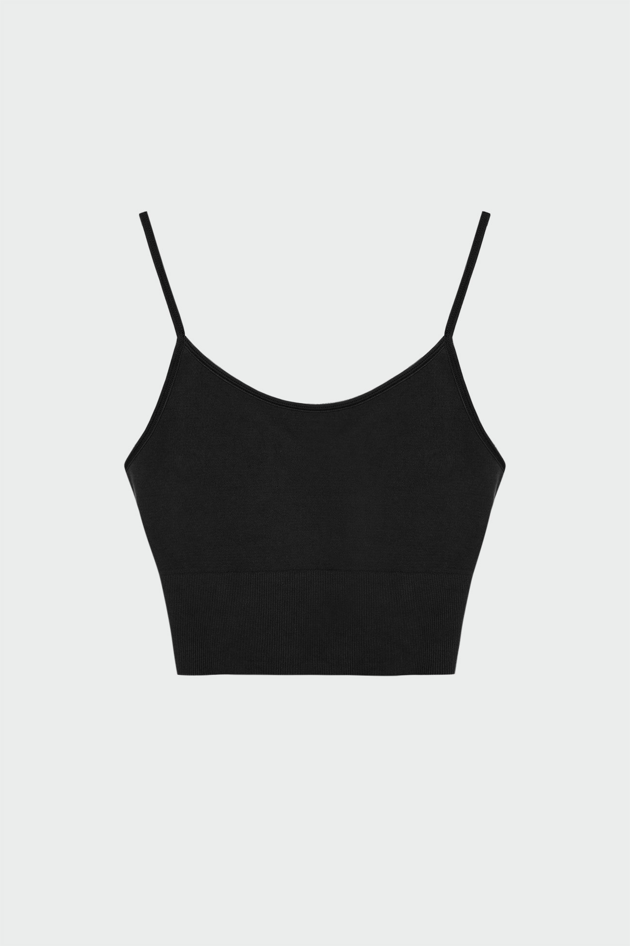 Fitilli İnce Askılı Siyah Kadın Crop Top