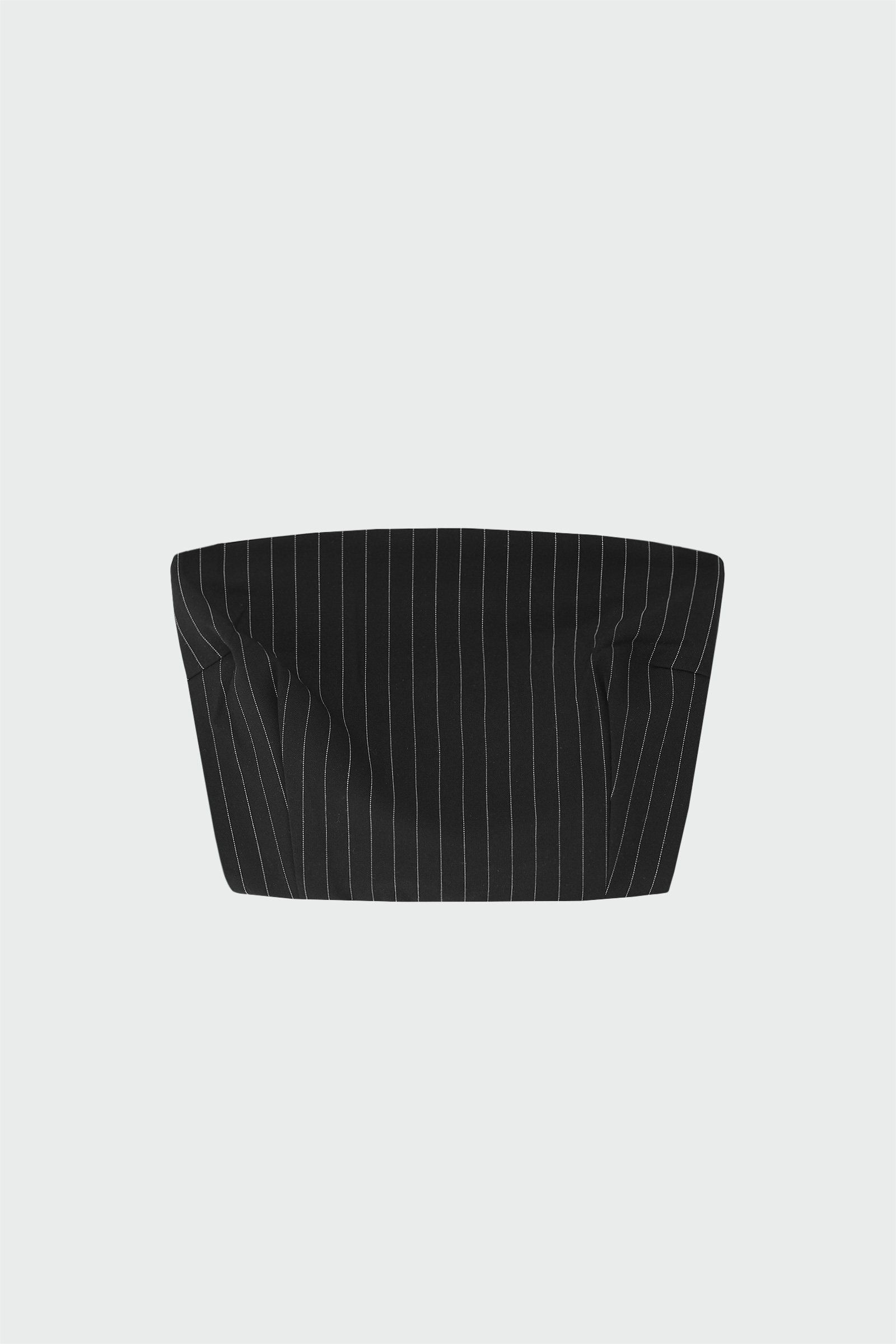 Düz Yaka Çizgili Siyah Kadın Crop Top