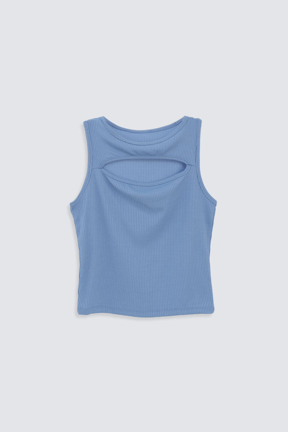 Pencereli Mavi Kadın Crop Top