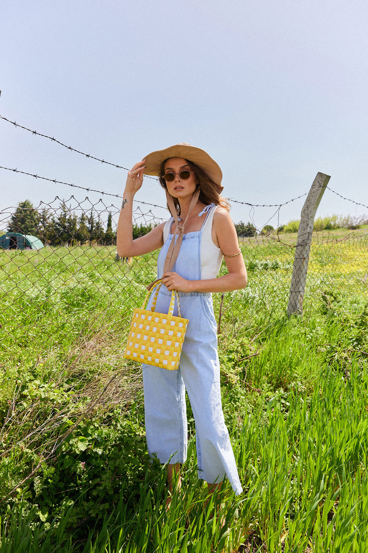 Denim Geniş Paça Salopet Açık Mavi Kadın Tulum