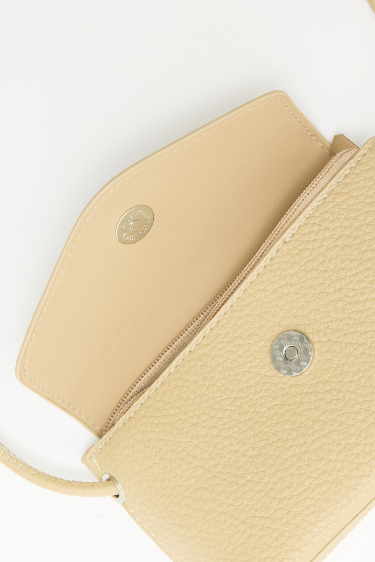 Deri Görünümlü Kapaklı Küçük Vizon Kadın Çanta