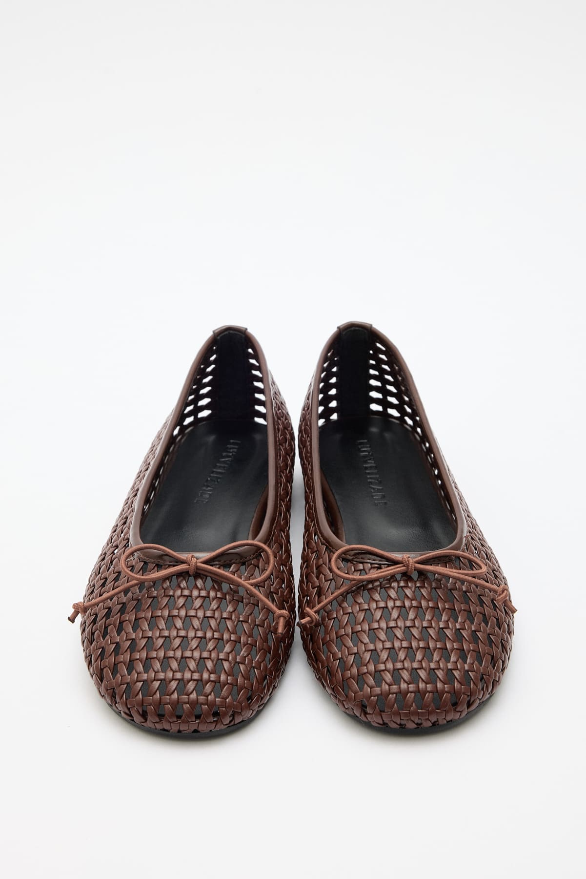 Deri Görünümlü Örgü Acı Kahve Örgü Kadın Babet