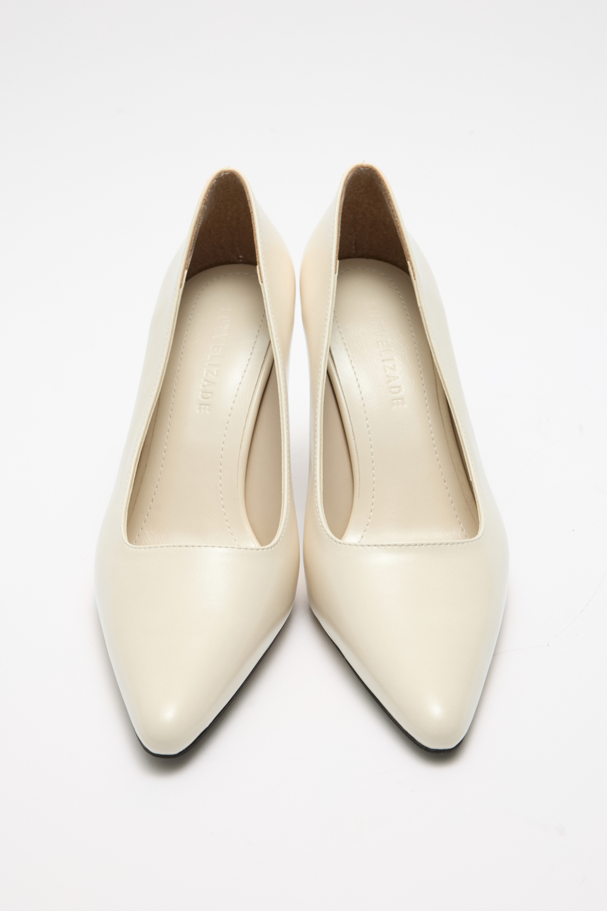 Deri Görünümlü Sivri Burun Stiletto Kemik Kadın Topuklu