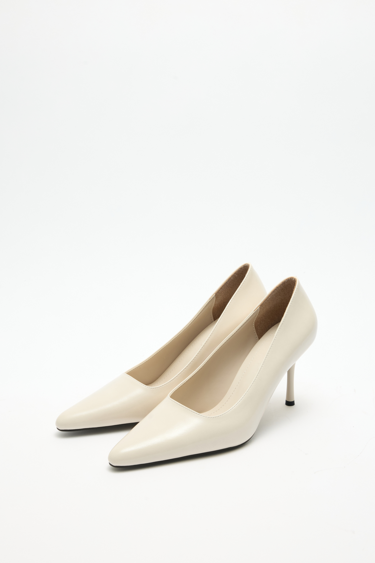 Deri Görünümlü Sivri Burun Stiletto Kemik Kadın Topuklu