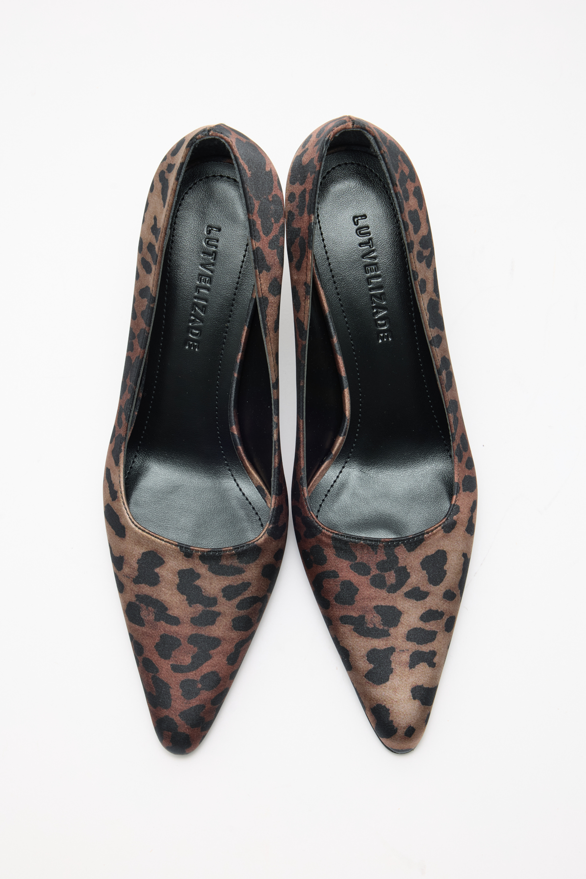 Deri Görünümlü Sivri Burun Stiletto Leopar Kadın Topuklu