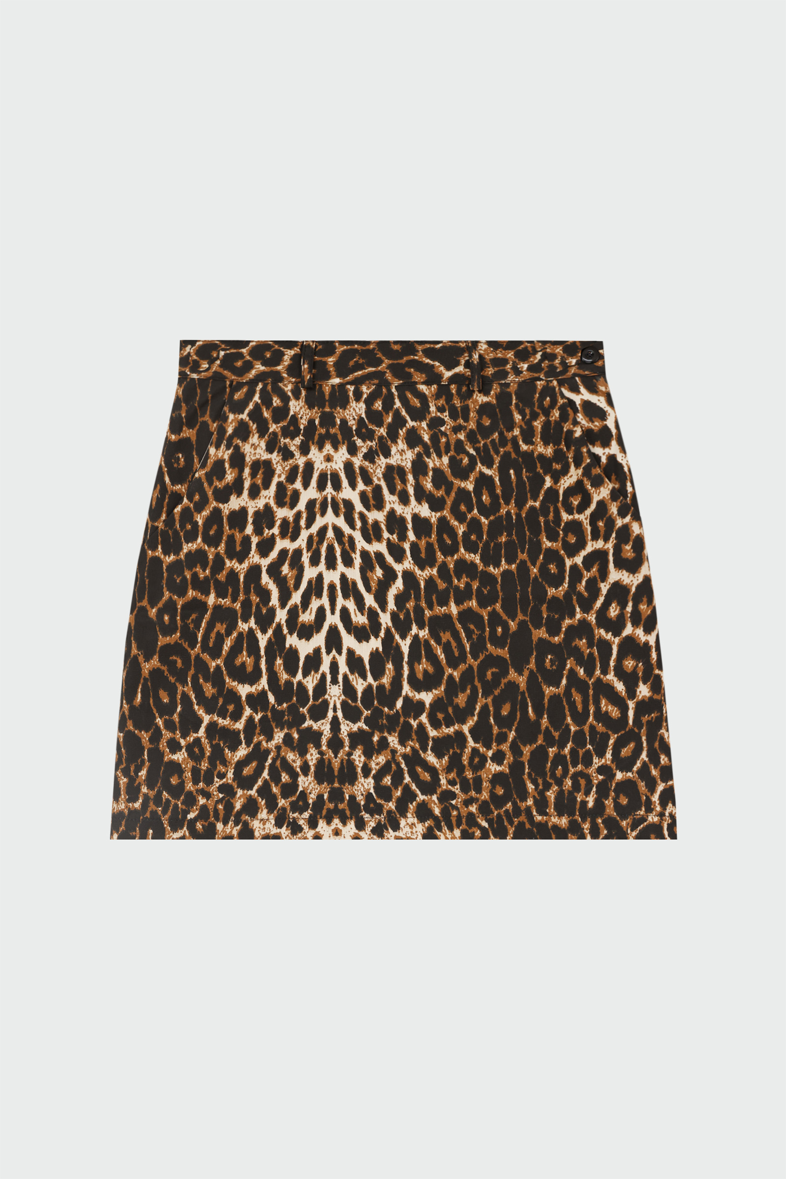 Desenli Cepli Mini Leopar Kadın Etek