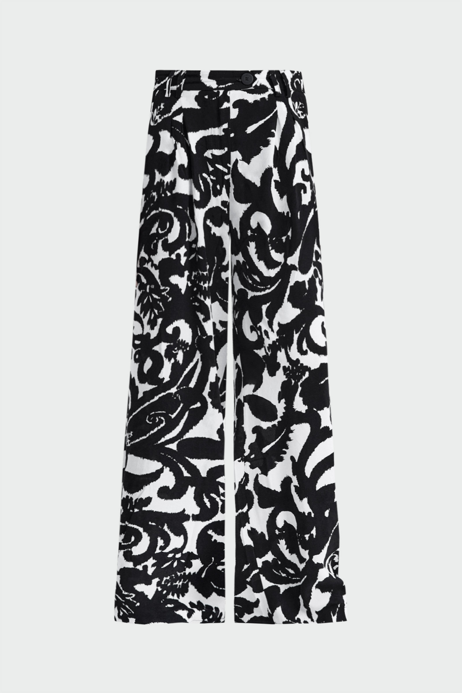 Desenli Piliseli Geniş Paça Siyah Kadın Pantolon