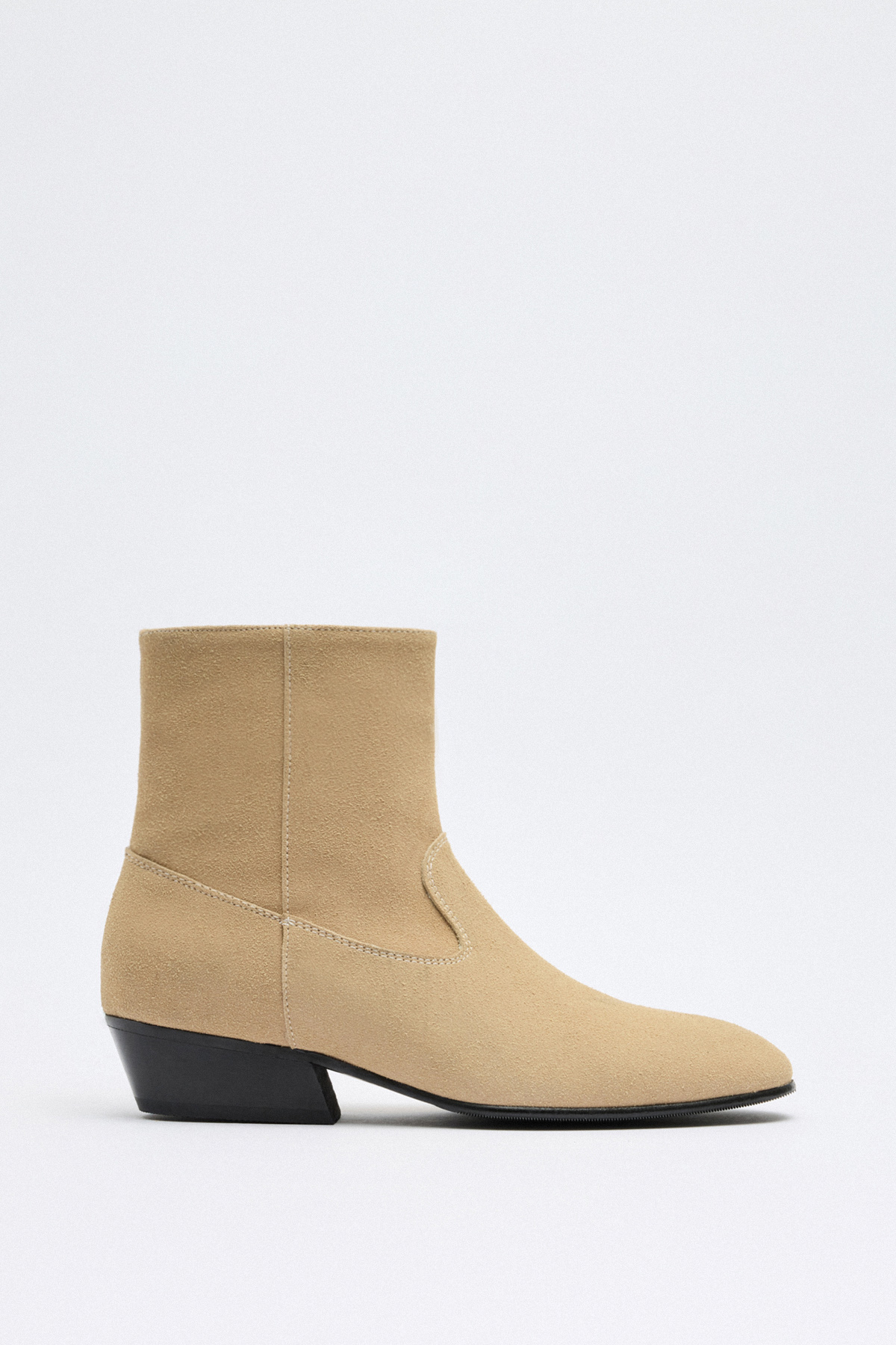 Dikiş Detaylı Bej Süet Kadın Bot