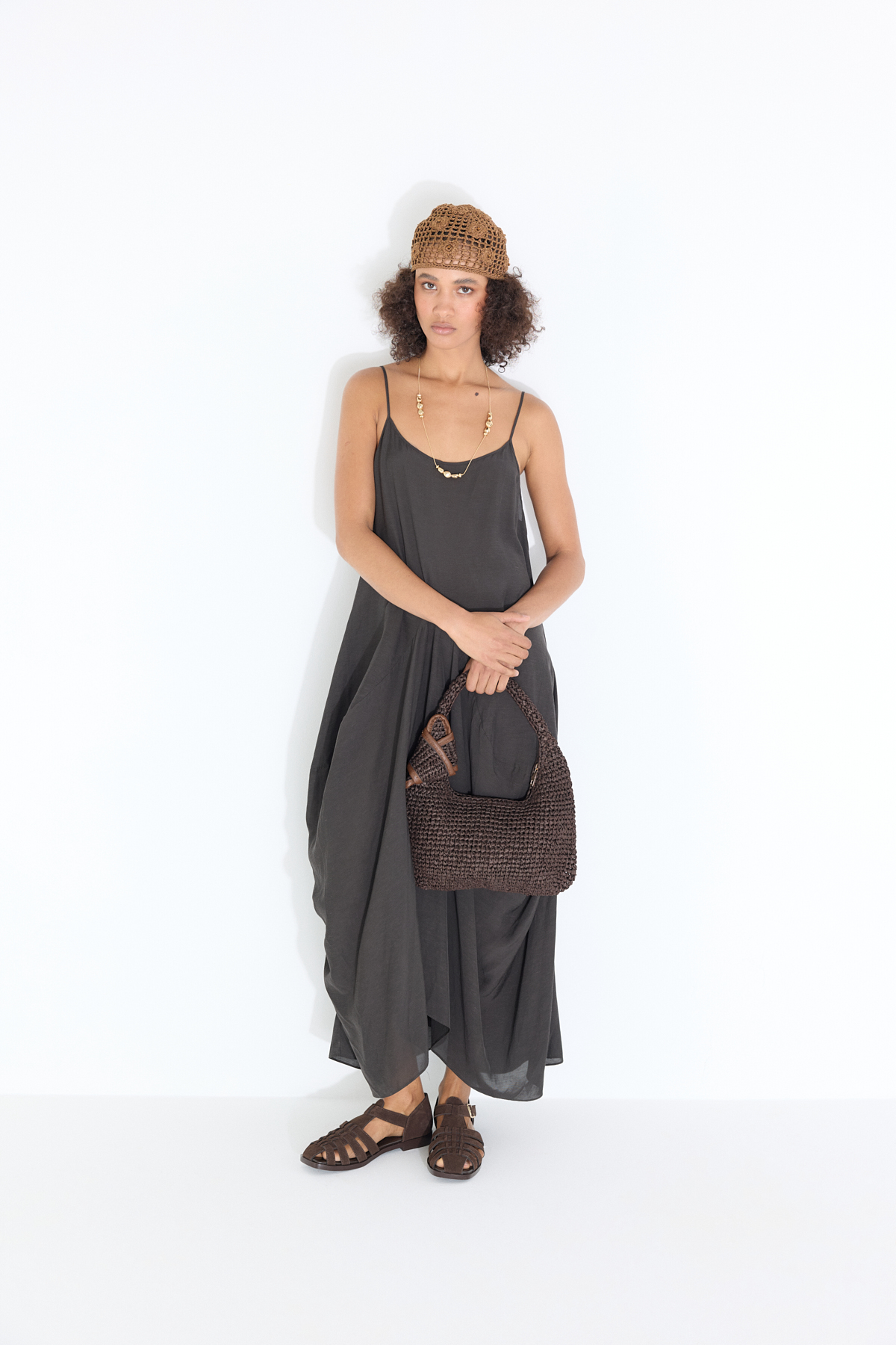 Düğüm Detaylı Hasır Kahve Hasır Kadın Çanta