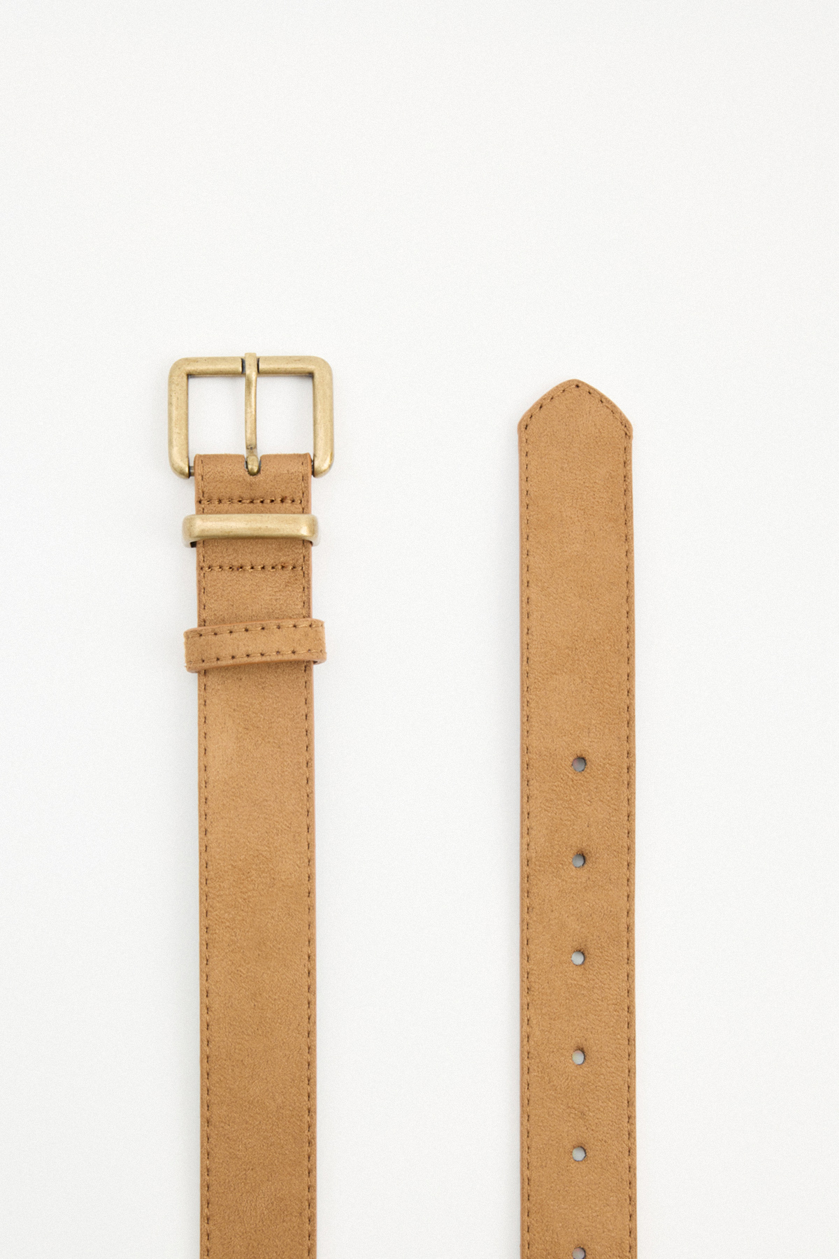 Eskitme Kare Tokalı Taba Süet Kadın Kemer