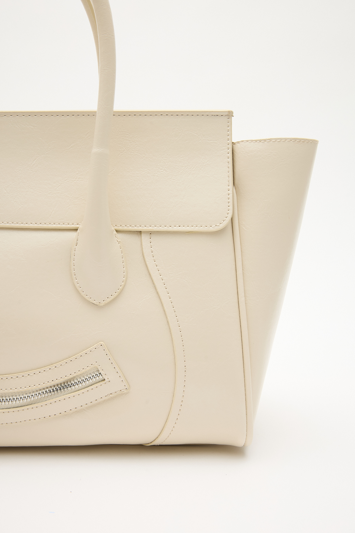 Fermuar Detaylı Geniş Form Kemik Kadın Çanta