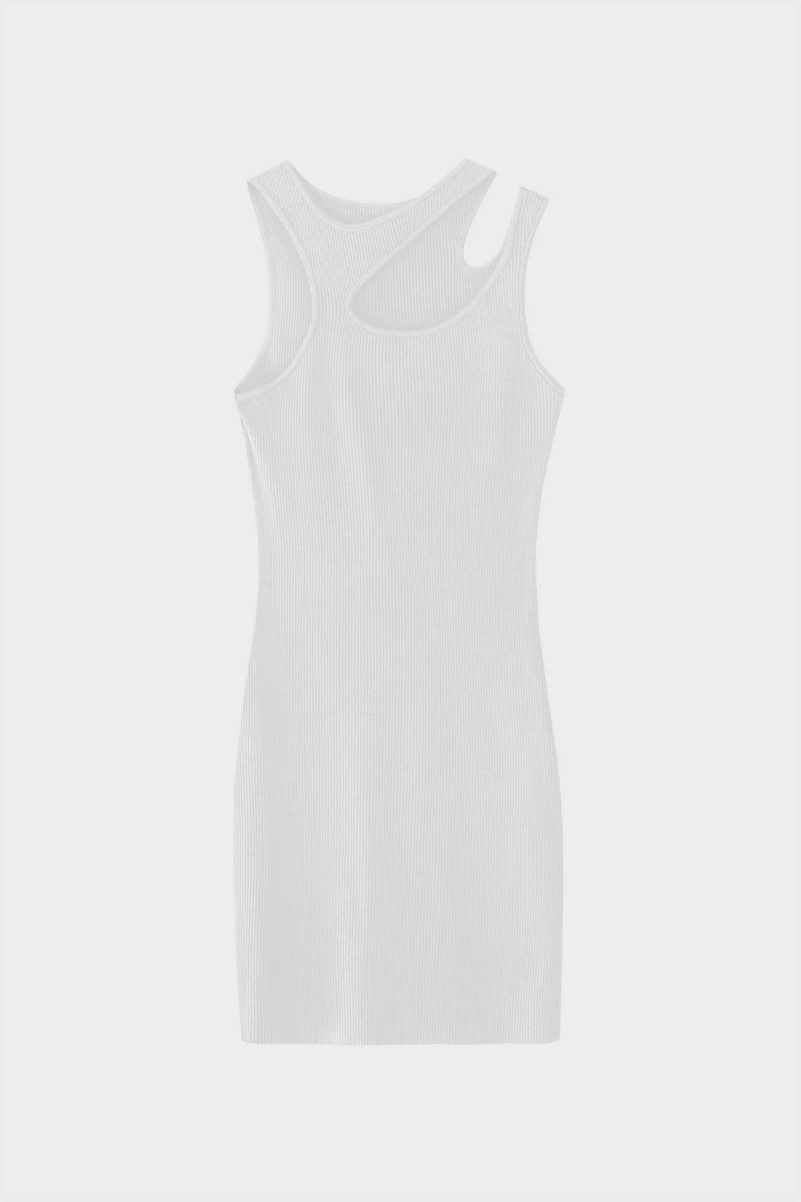 Fitilli Pencere Detaylı Kırık Beyaz Kadın Elbise