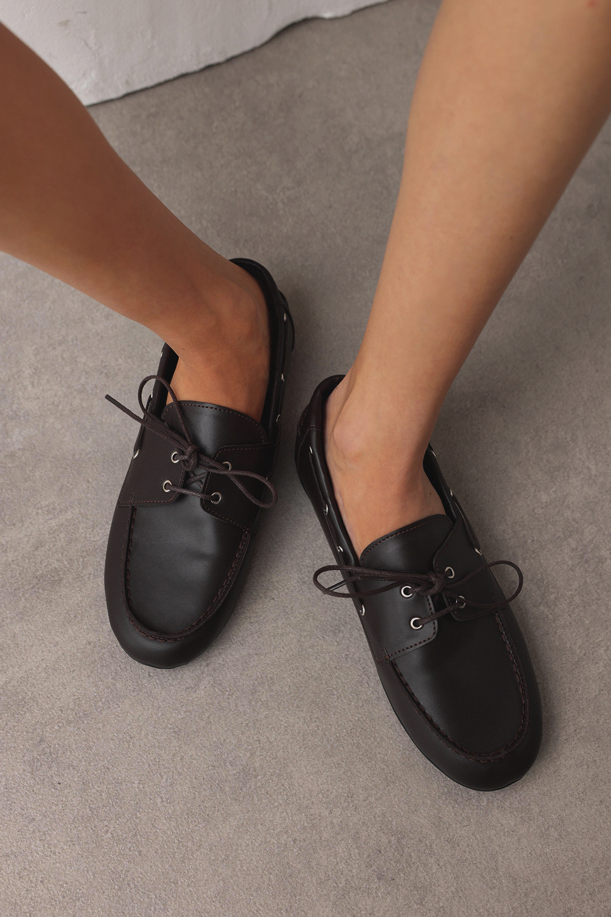 Fiyonk Detaylı Loafer Acı Kahve Kadın Babet