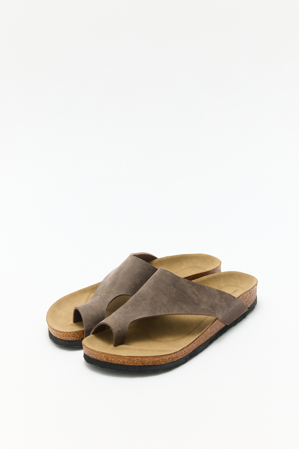 Geniş Bant Parmak Arası Acı Kahve Süet Kadın Terlik