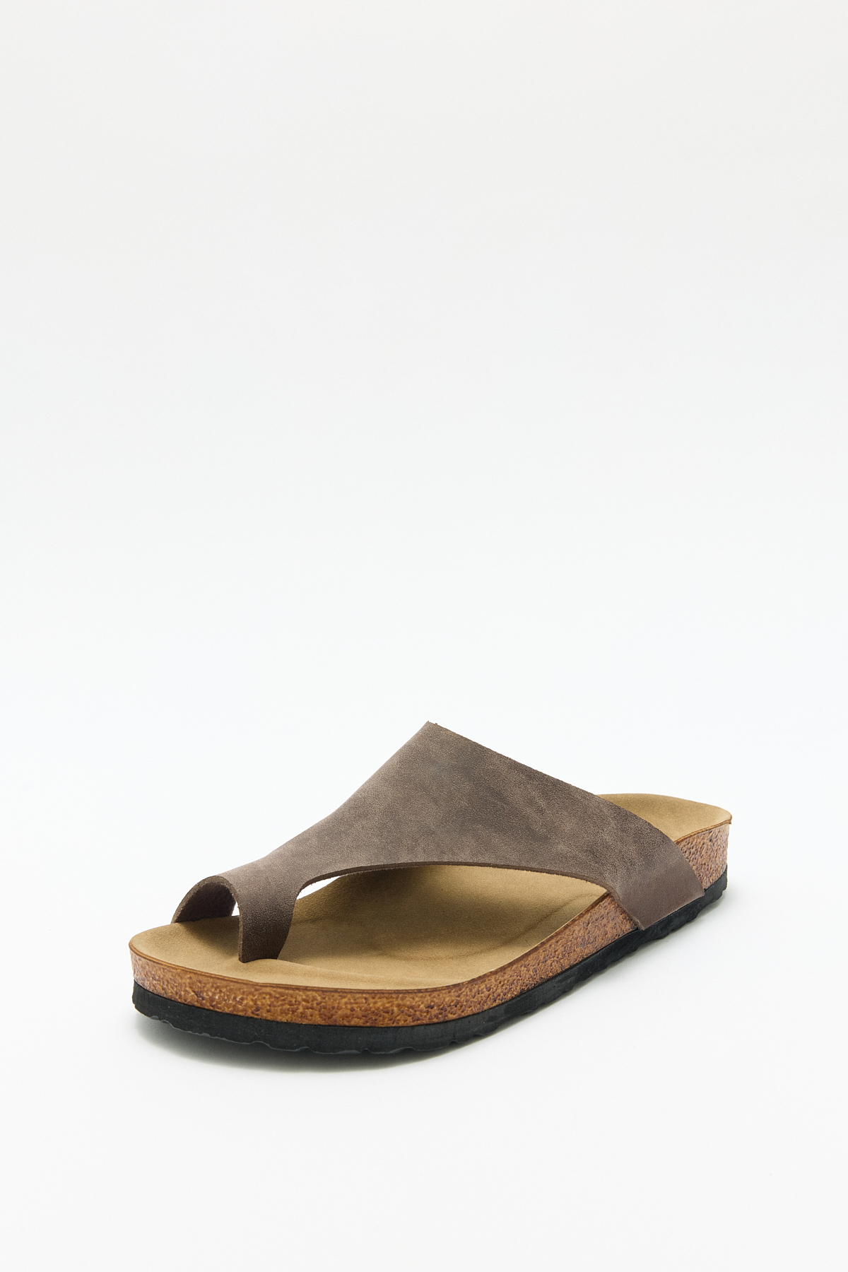 Geniş Bant Parmak Arası Acı Kahve Süet Kadın Terlik