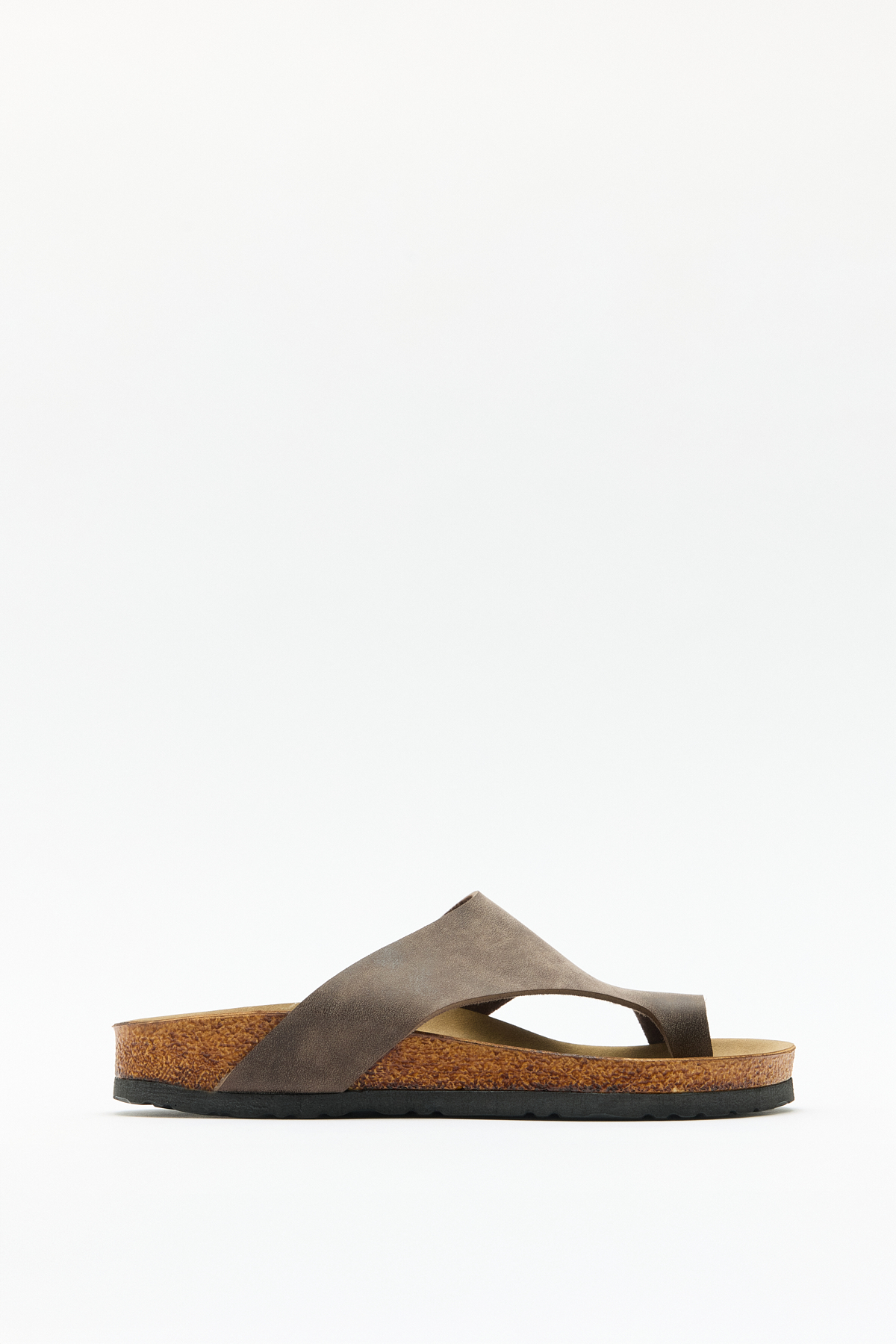 Geniş Bant Parmak Arası Acı Kahve Süet Kadın Terlik