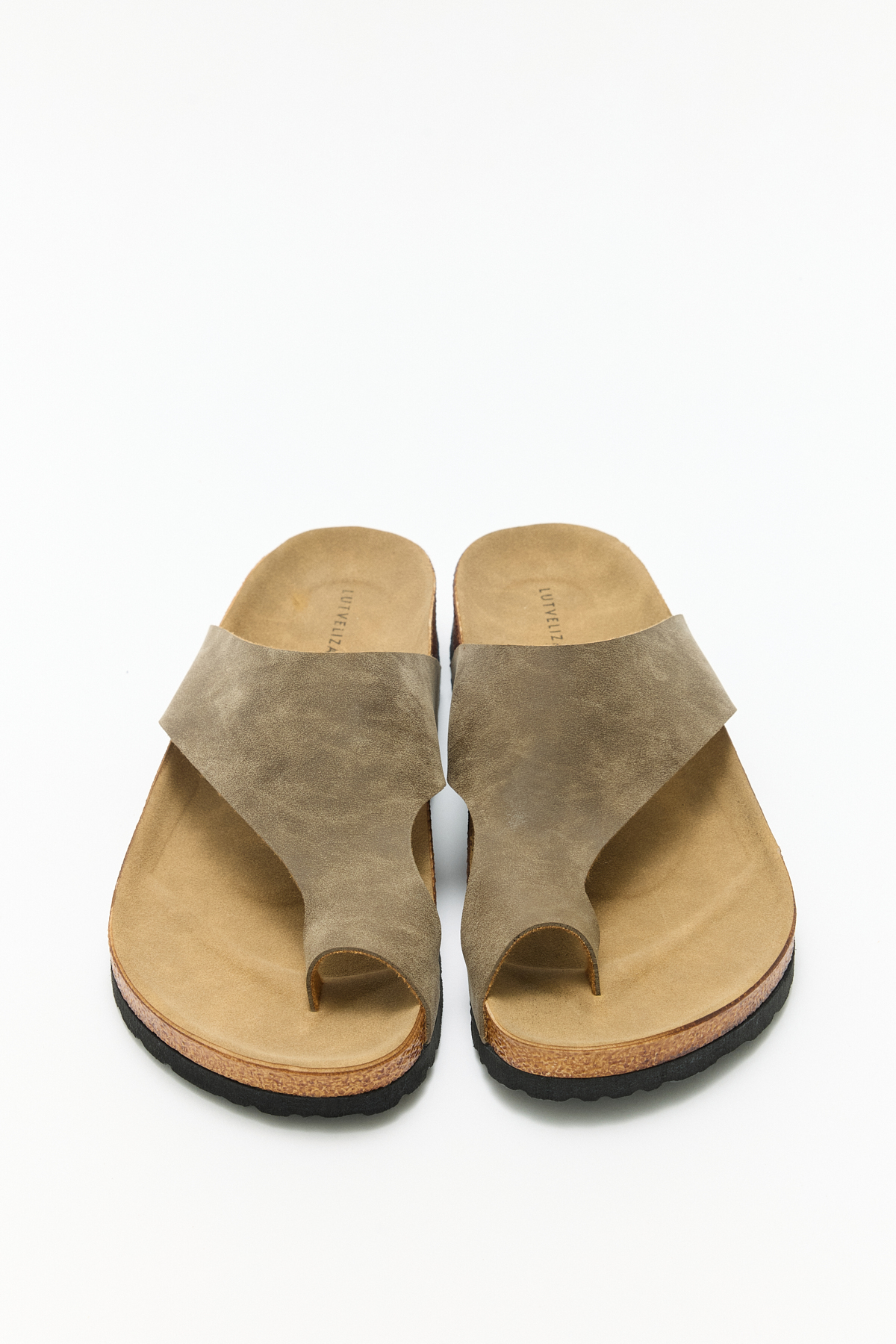 Geniş Bant Parmak Arası Vizon Süet Kadın Terlik