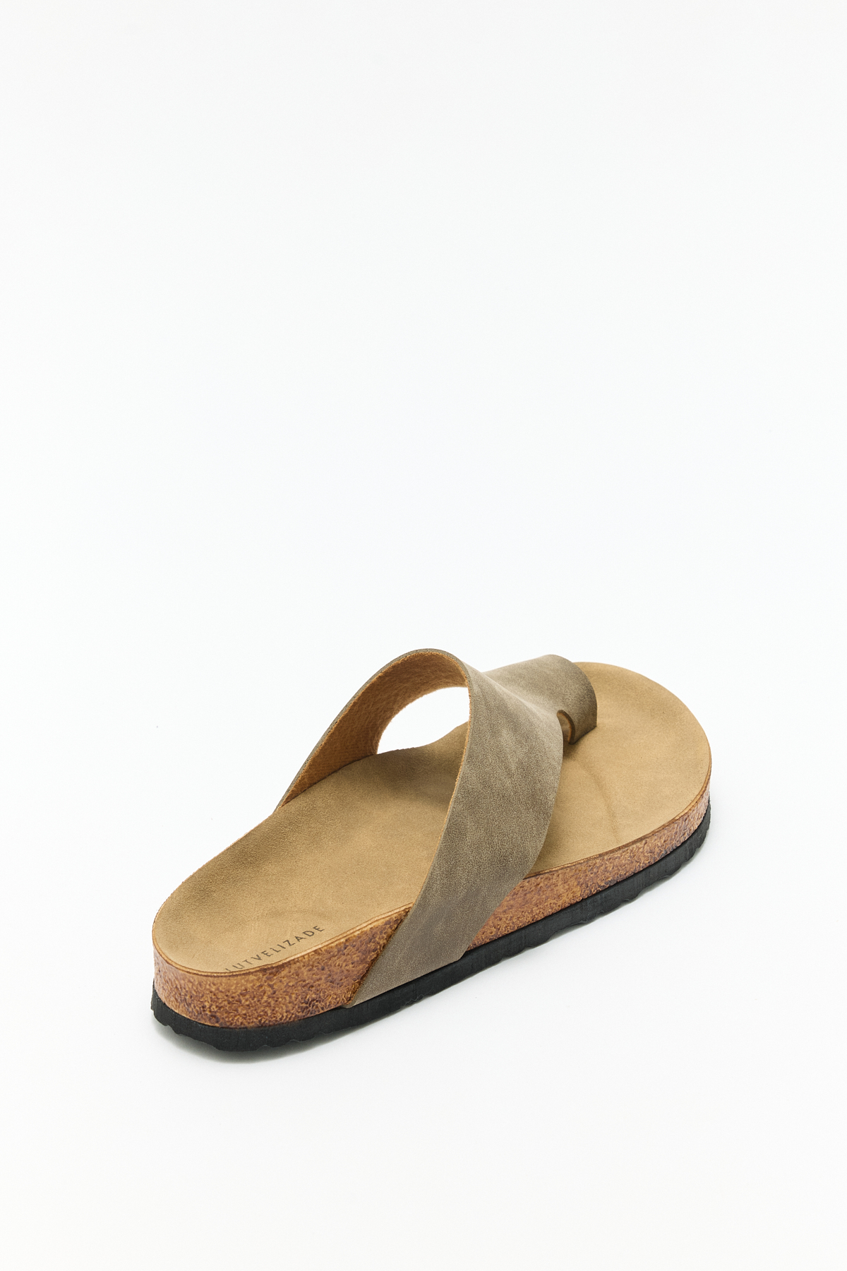 Geniş Bant Parmak Arası Vizon Süet Kadın Terlik