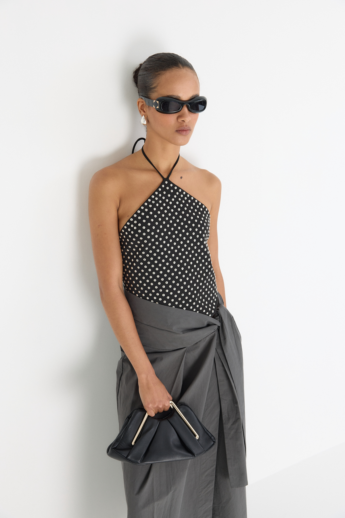 Geometrik Çerçeve Detaylı Siyah Kadın Çanta