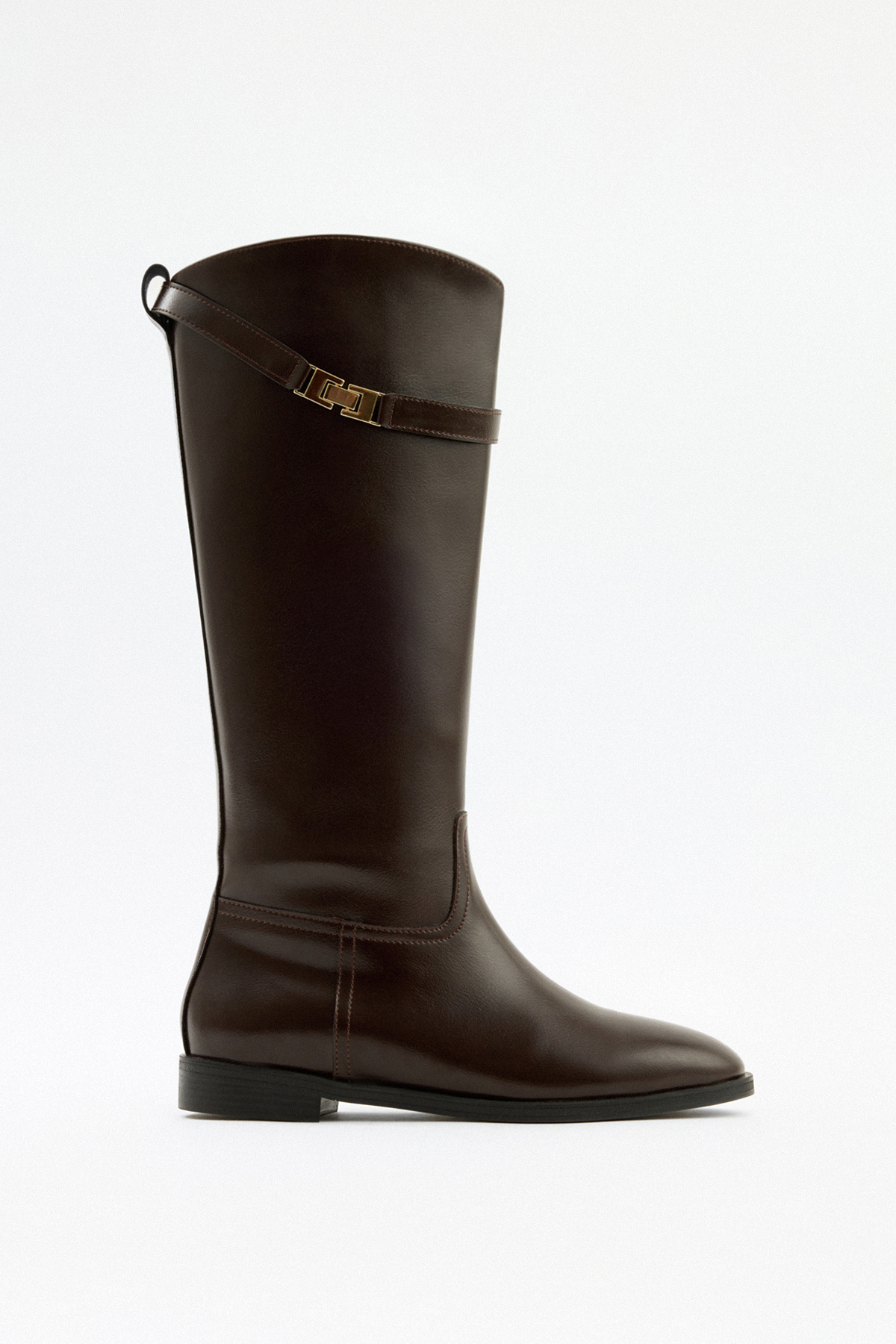 Gold Aksesuar Detaylı Acı Kahve Kadın Çizme