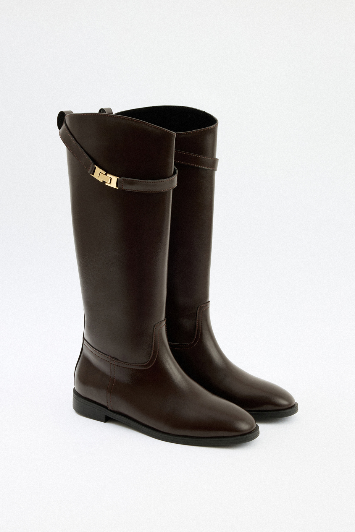 Gold Aksesuar Detaylı Acı Kahve Kadın Çizme