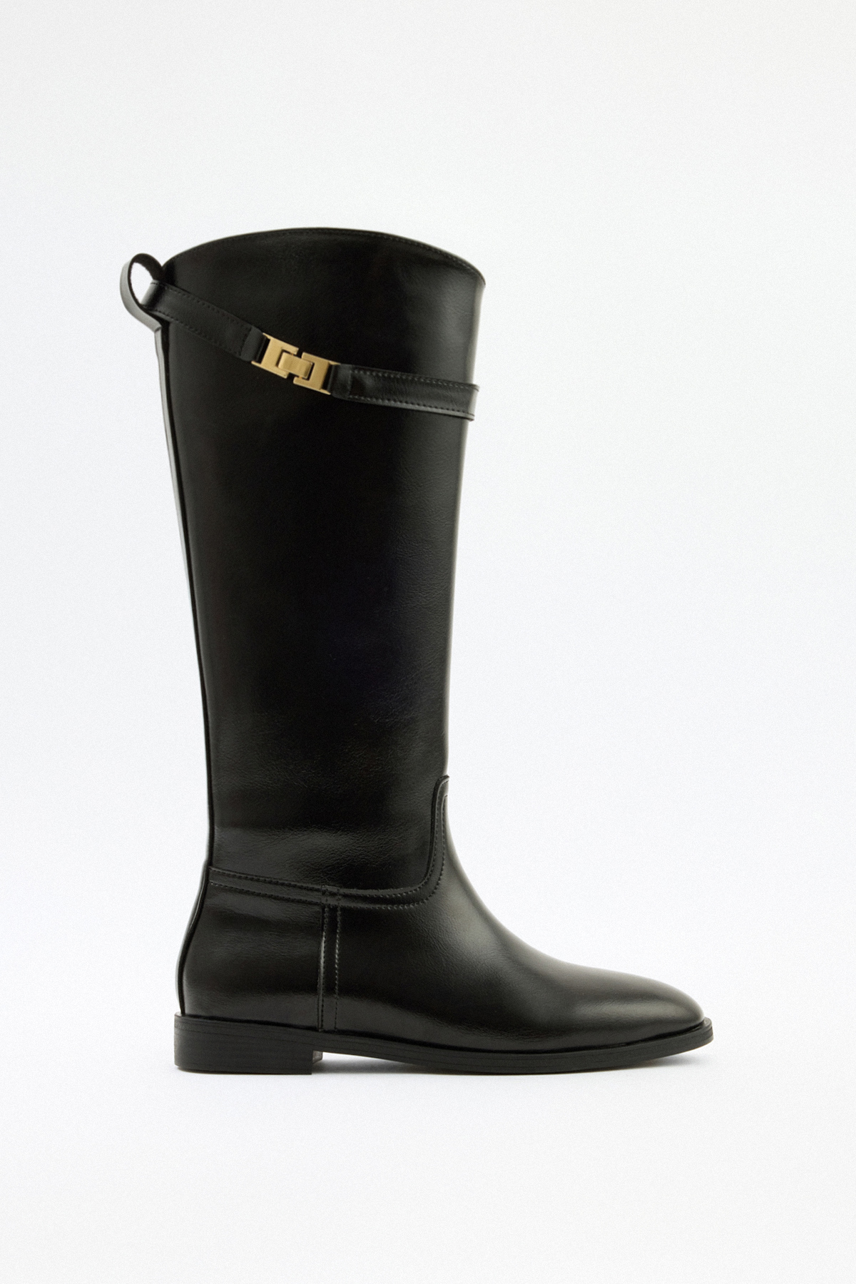 Gold Aksesuar Detaylı Siyah Kadın Çizme