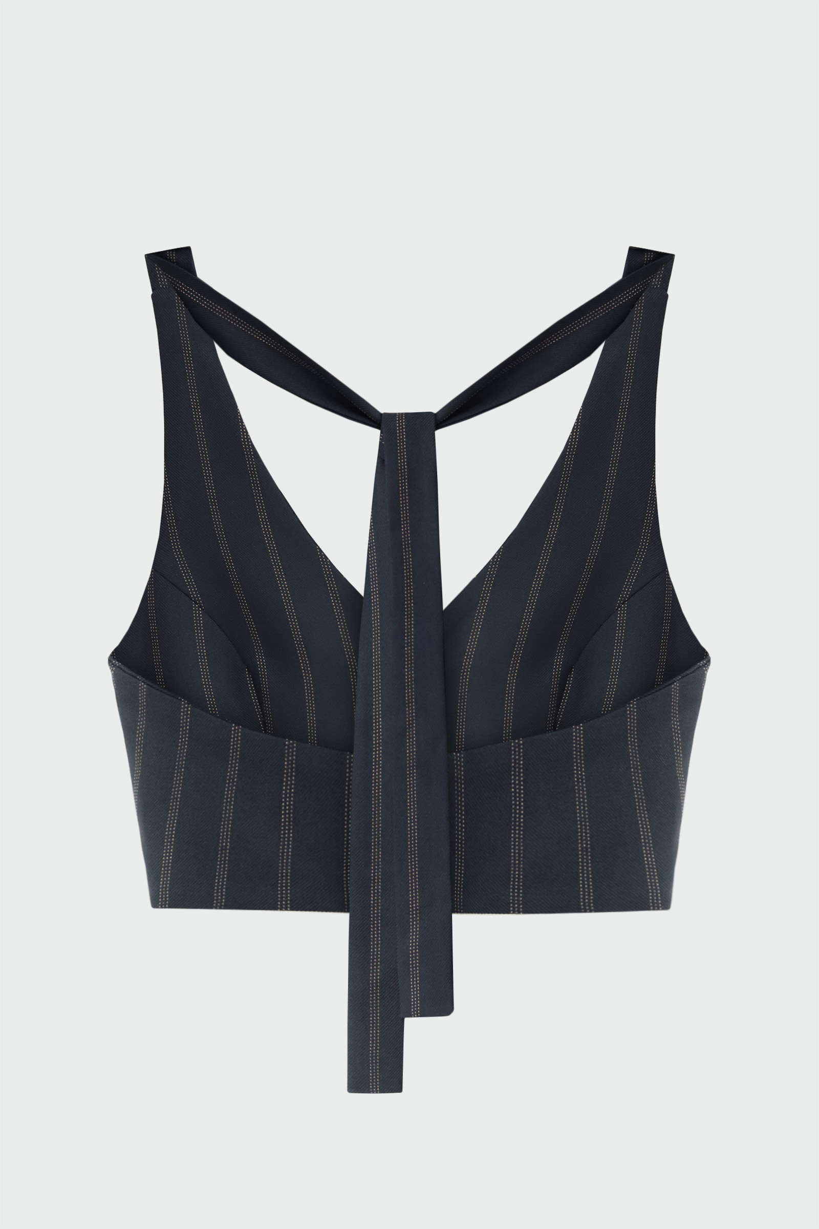 Gold Düğmeli Sırt Dekolteli Lacivert Kadın Crop Top