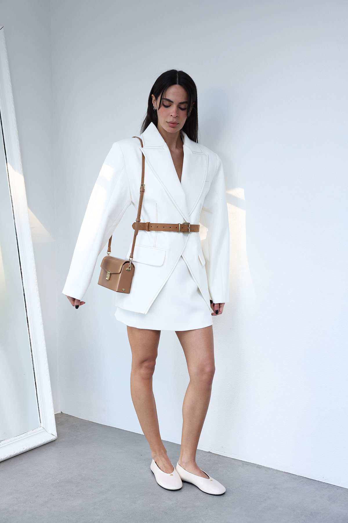 Gold Kilit Detaylı Camel Kadın Çanta