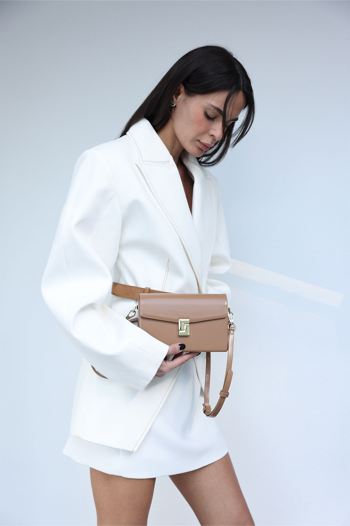 Gold Kilit Detaylı Camel Kadın Çanta