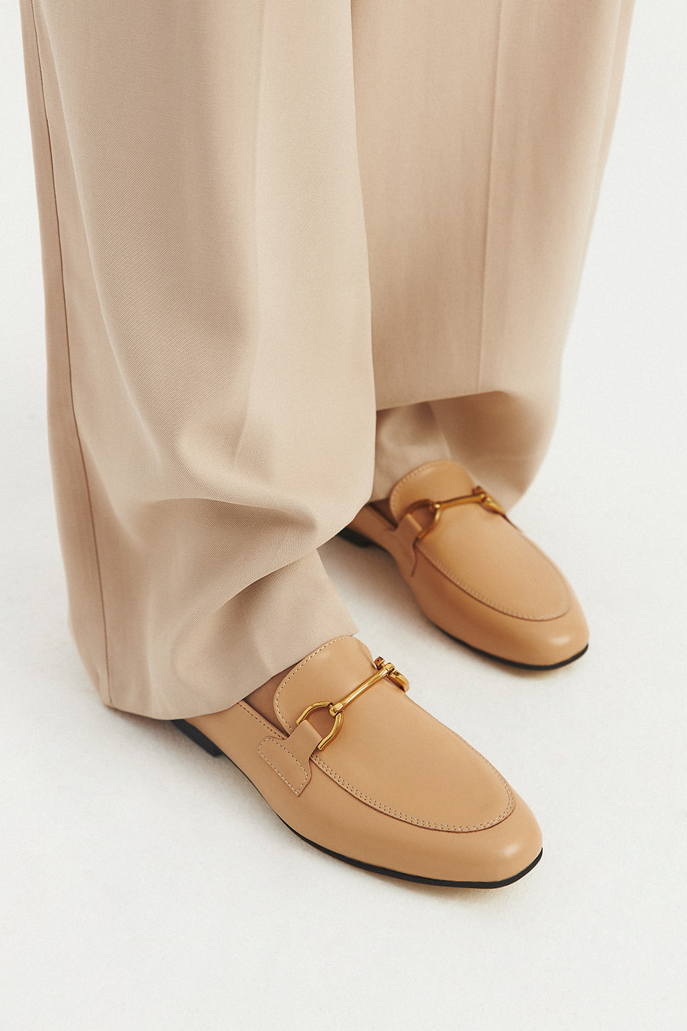 Gold Toka Detaylı Loafer Cappucino Kadın Babet