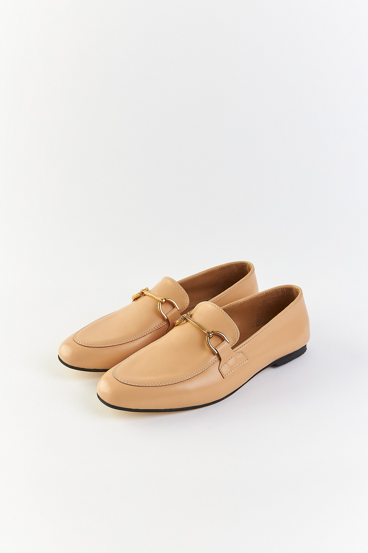 Gold Toka Detaylı Loafer Cappucino Kadın Babet