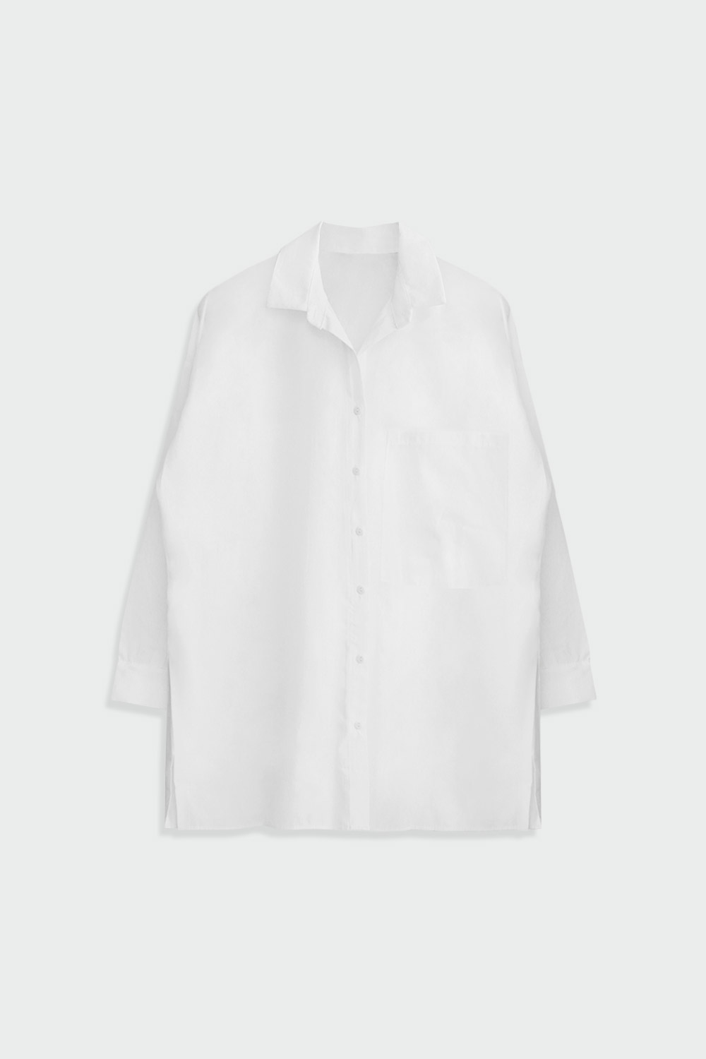 Oversize Düz Kesim Basic Beyaz Kadın Gömlek
