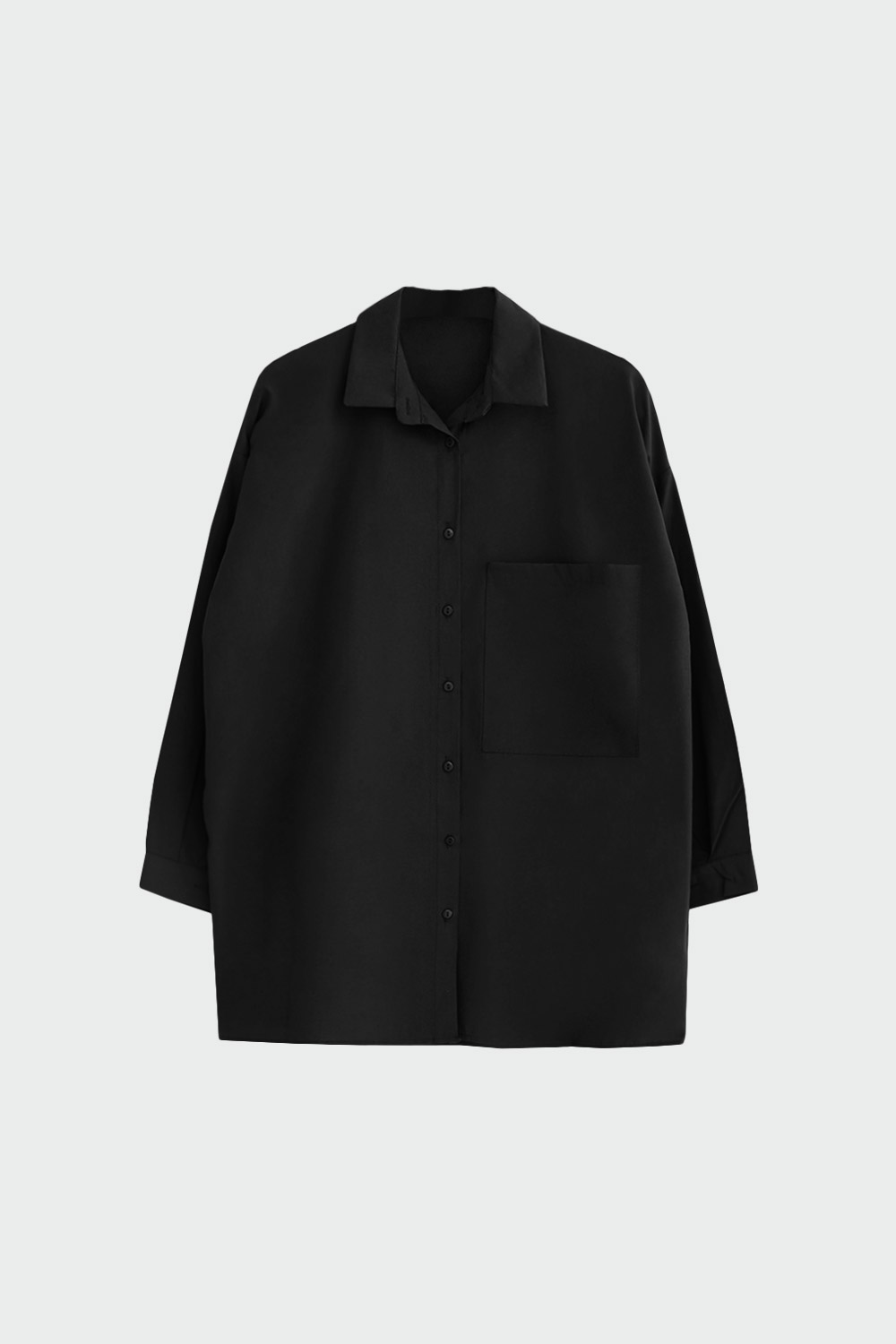 Oversize Düz Kesim Basic Siyah Kadın Gömlek